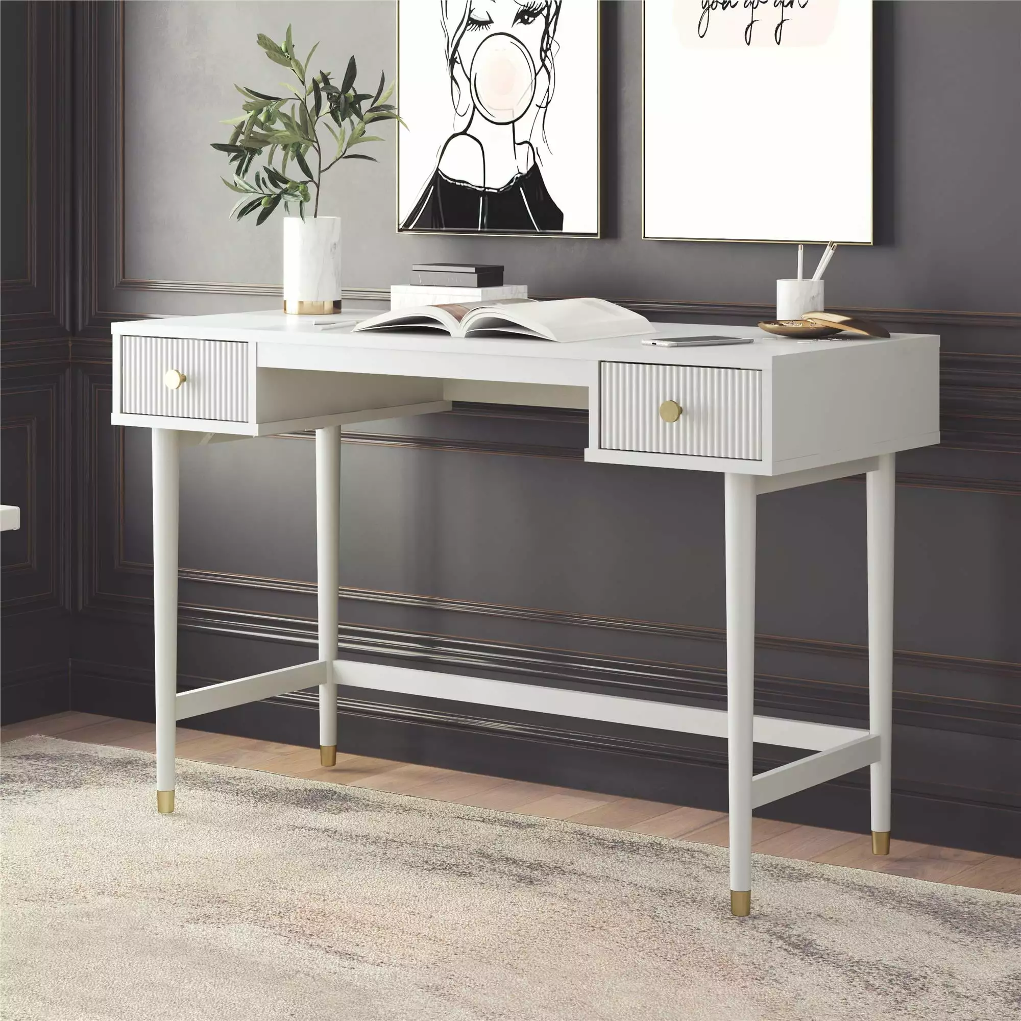 CosmoLiving Cosmopolitan Elizabeth Desk Dove Gray