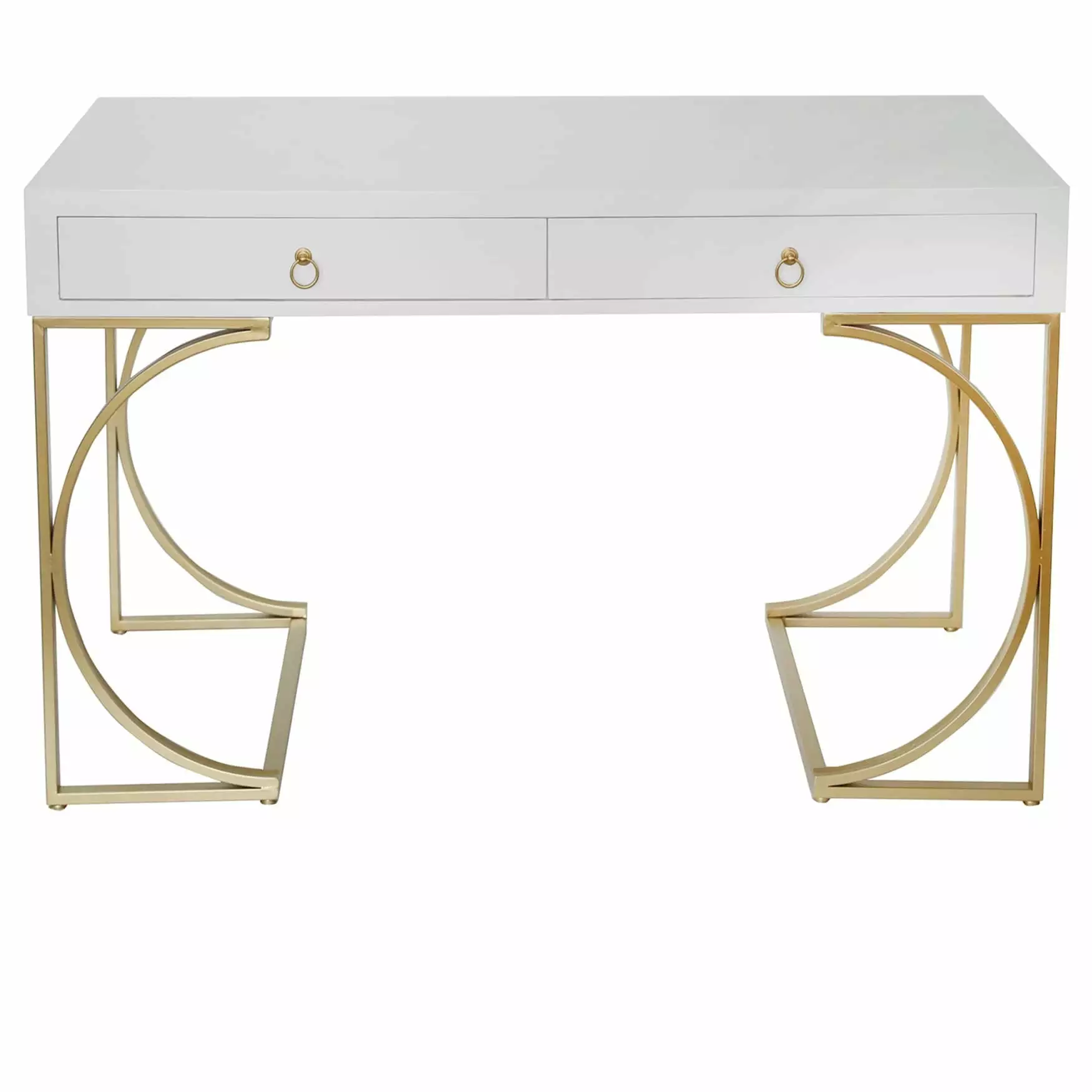 Julienne White Gold Metal Desk 52x23.8x30.25 Contemporary Office Desk Crestview Collection