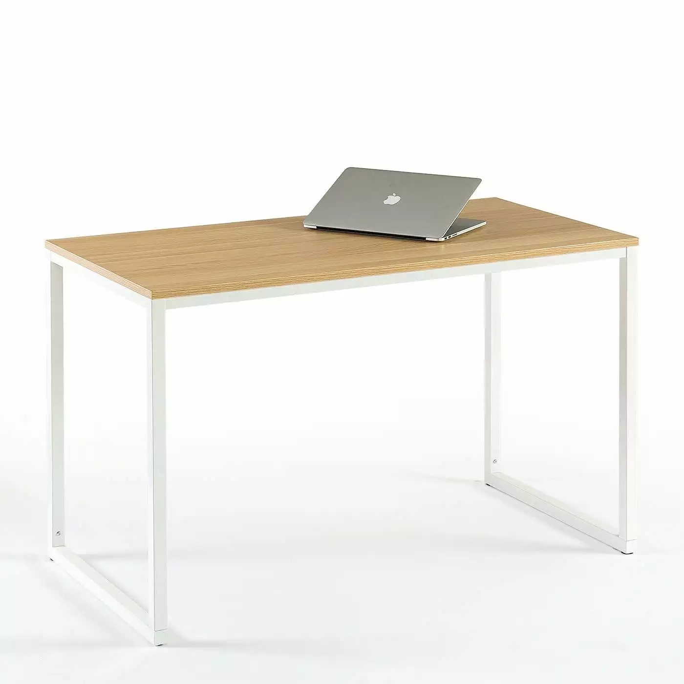 Modern Home Office Desk White Metal Frame and Wood Table Top Fast Furnishing