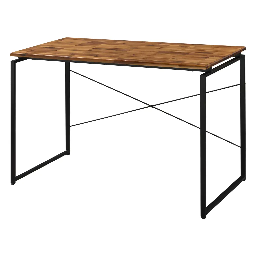 Oak and Black Writing Desk Metal Sled Base Black Brown Office Desk furniture max
