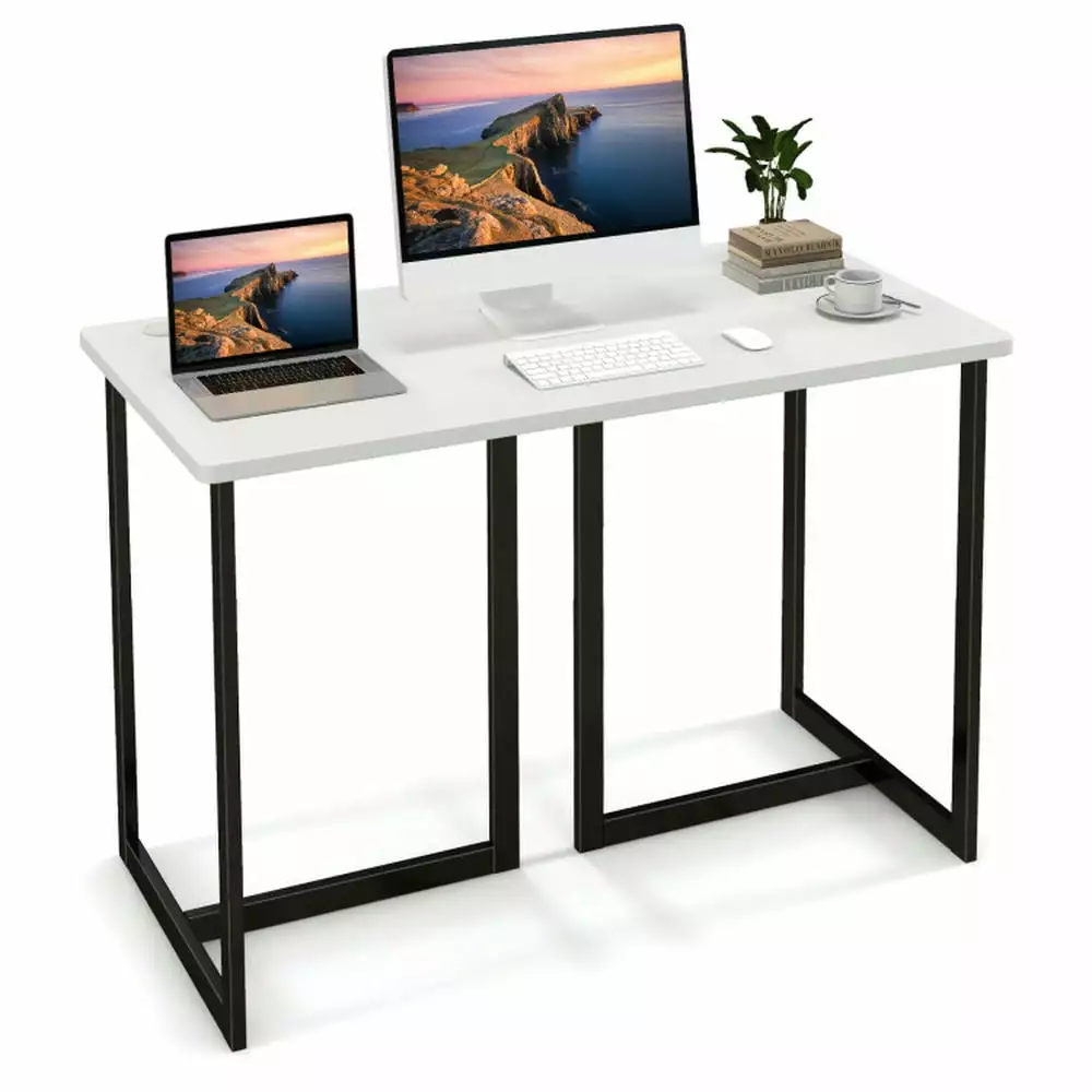 GVN Modern Computer Desk 47 Inch Writing Study Table Metal Frame