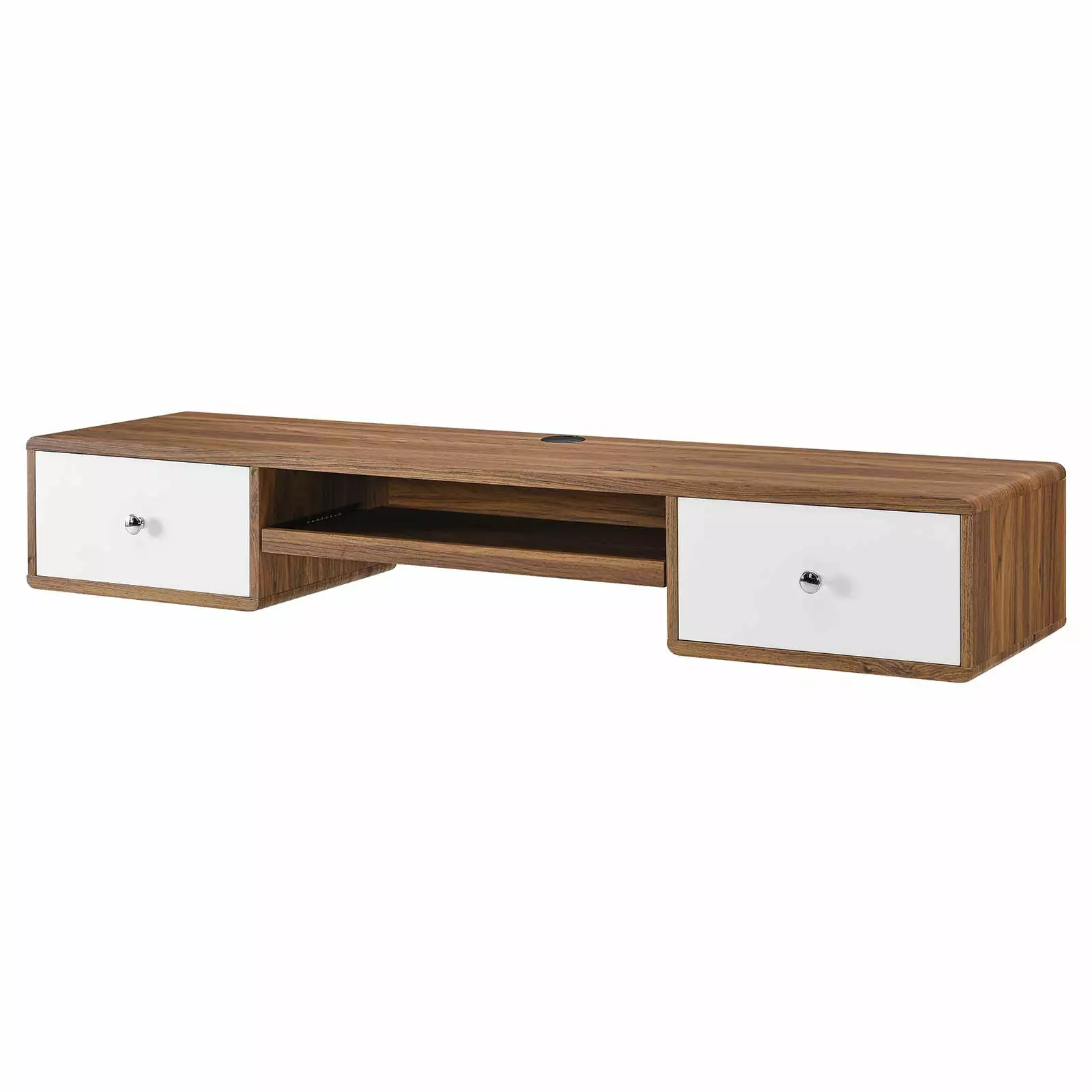 Computer Work Desk White Walnut Wood Modern Contemporary Mid Century Home Business Office Furniture