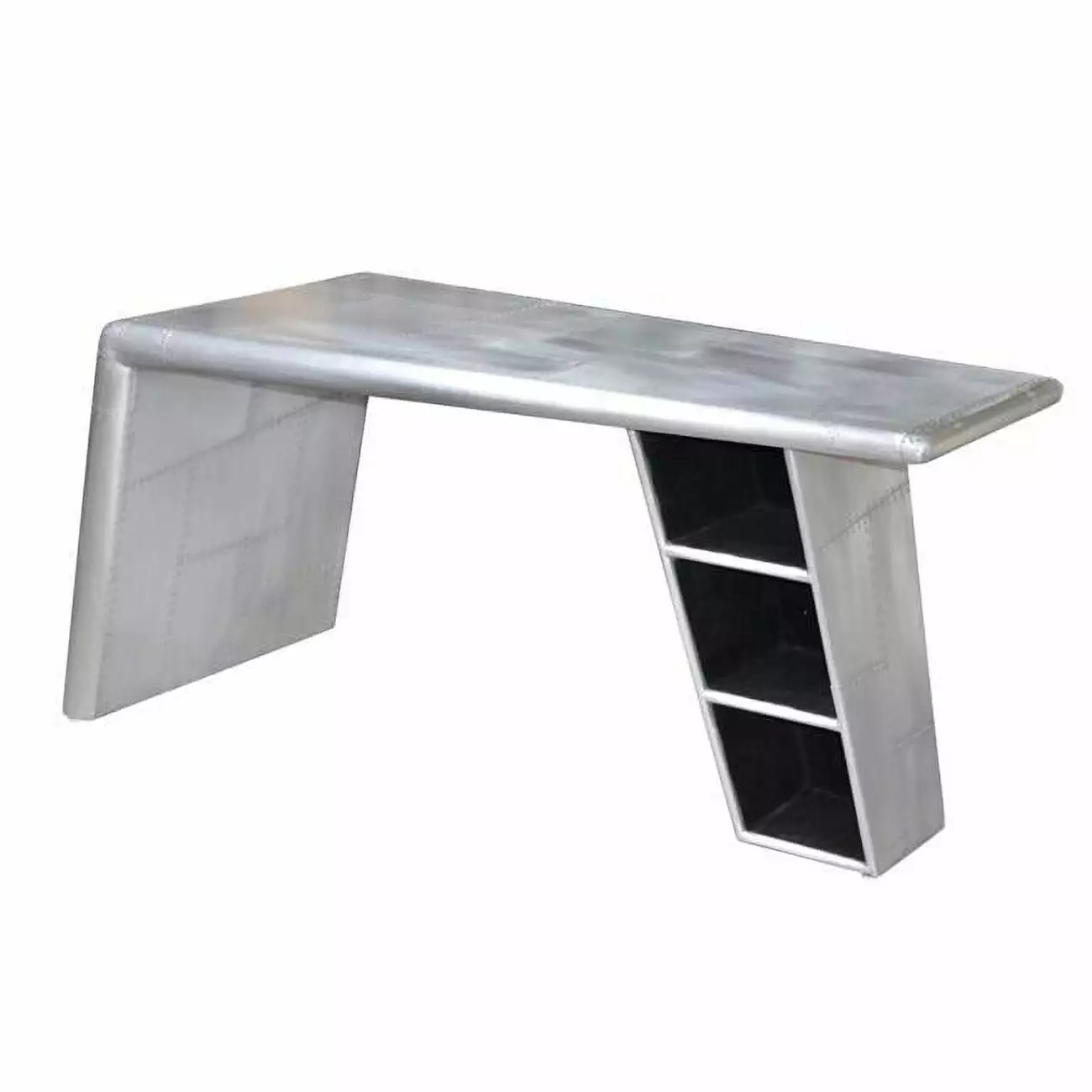 Moti Pilot 60 3-Shelf Modern Aluminum Writing Desk Silver MOTI Furniture