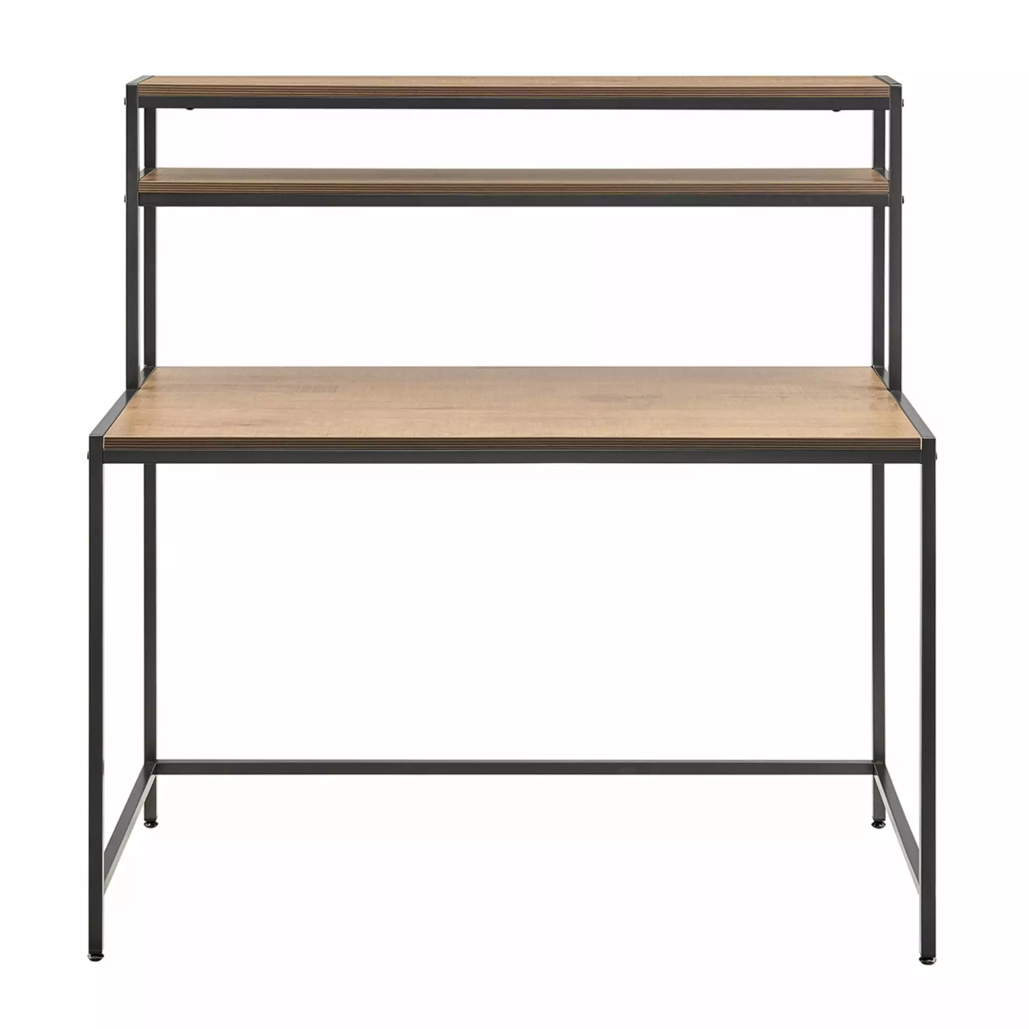New Pacific Direct Jonathan Modern Wood Desk Gliese Brown Metallic Gunmetal Legs