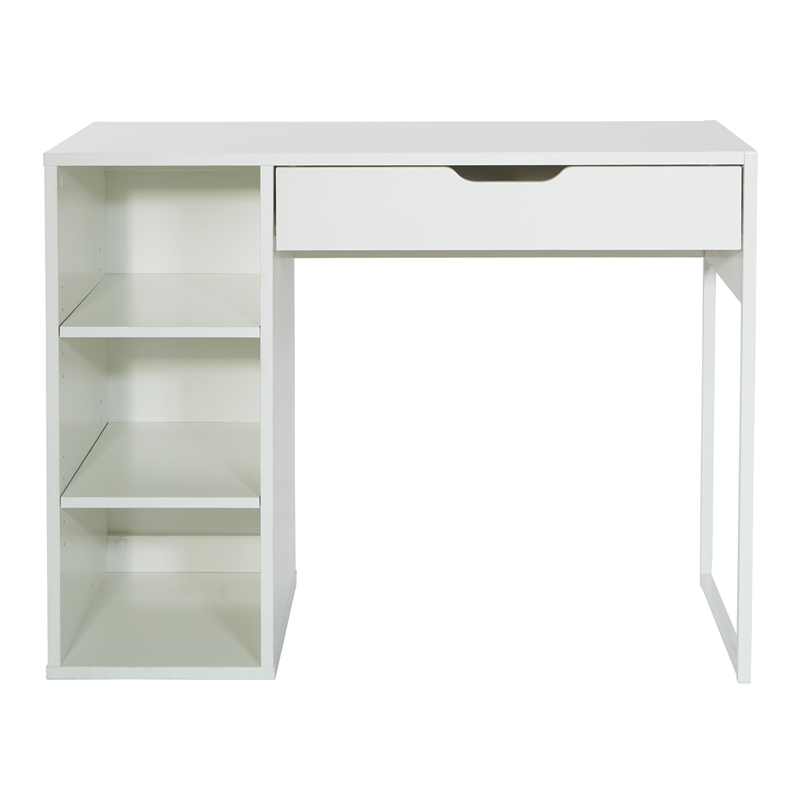 Pemberly Row Modern 40W Desk Engineered Wood White Finish Home Office Desk