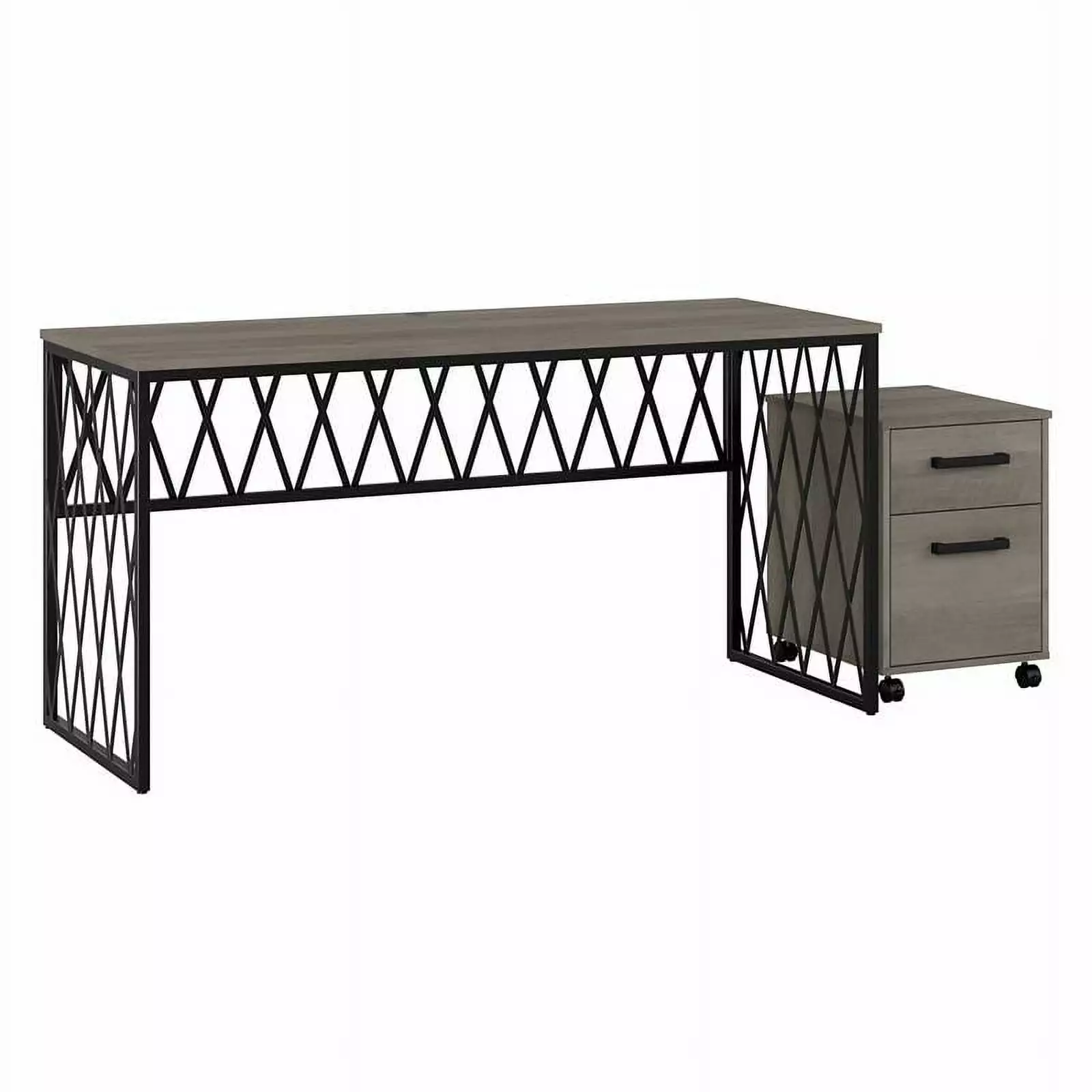 Pemberly Row Modern 60W Desk Drawers Driftwood Gray - Wooden Home Office Desk
