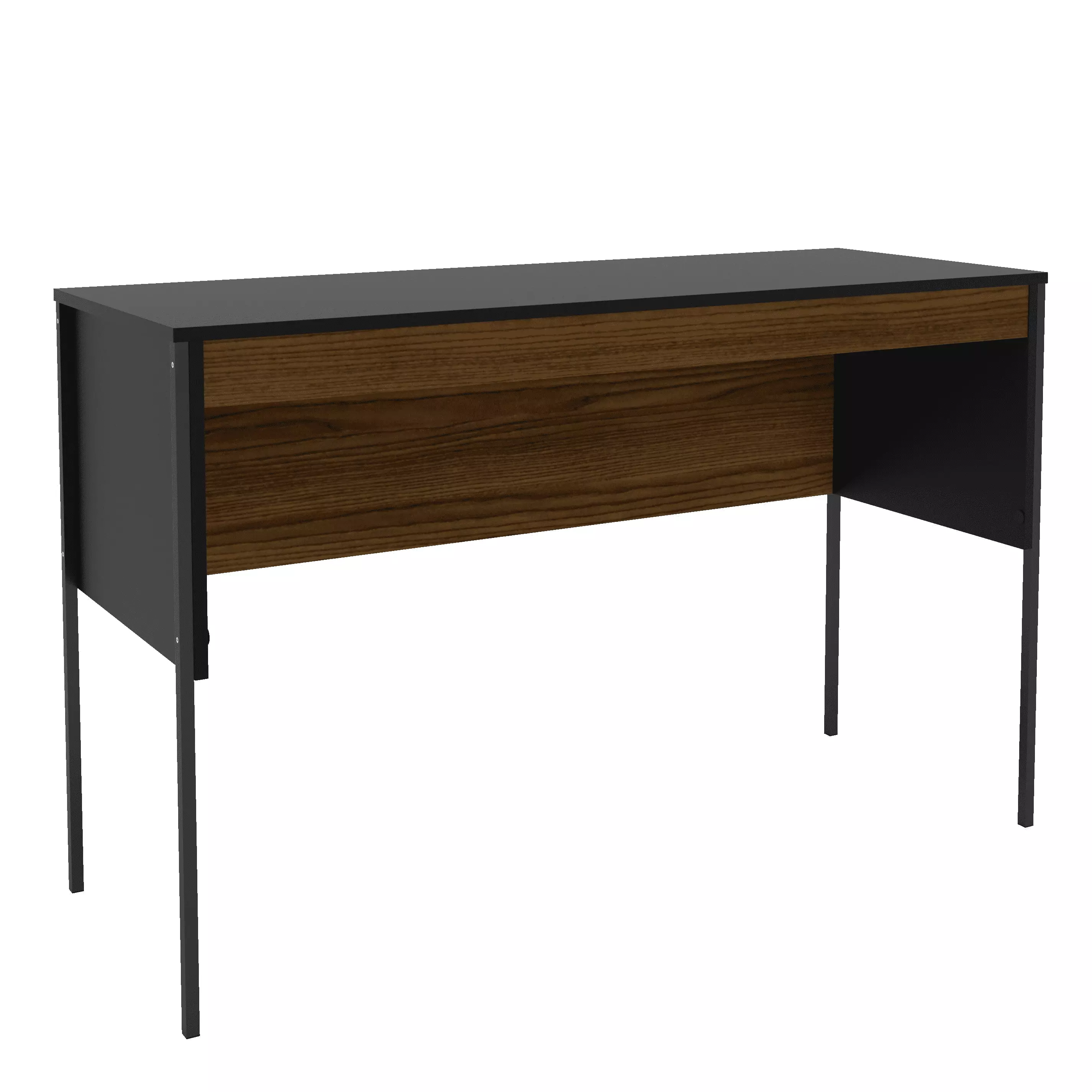 Polifurniture Mallorca 47 Inch Modern Writing Desk Black and Walnut