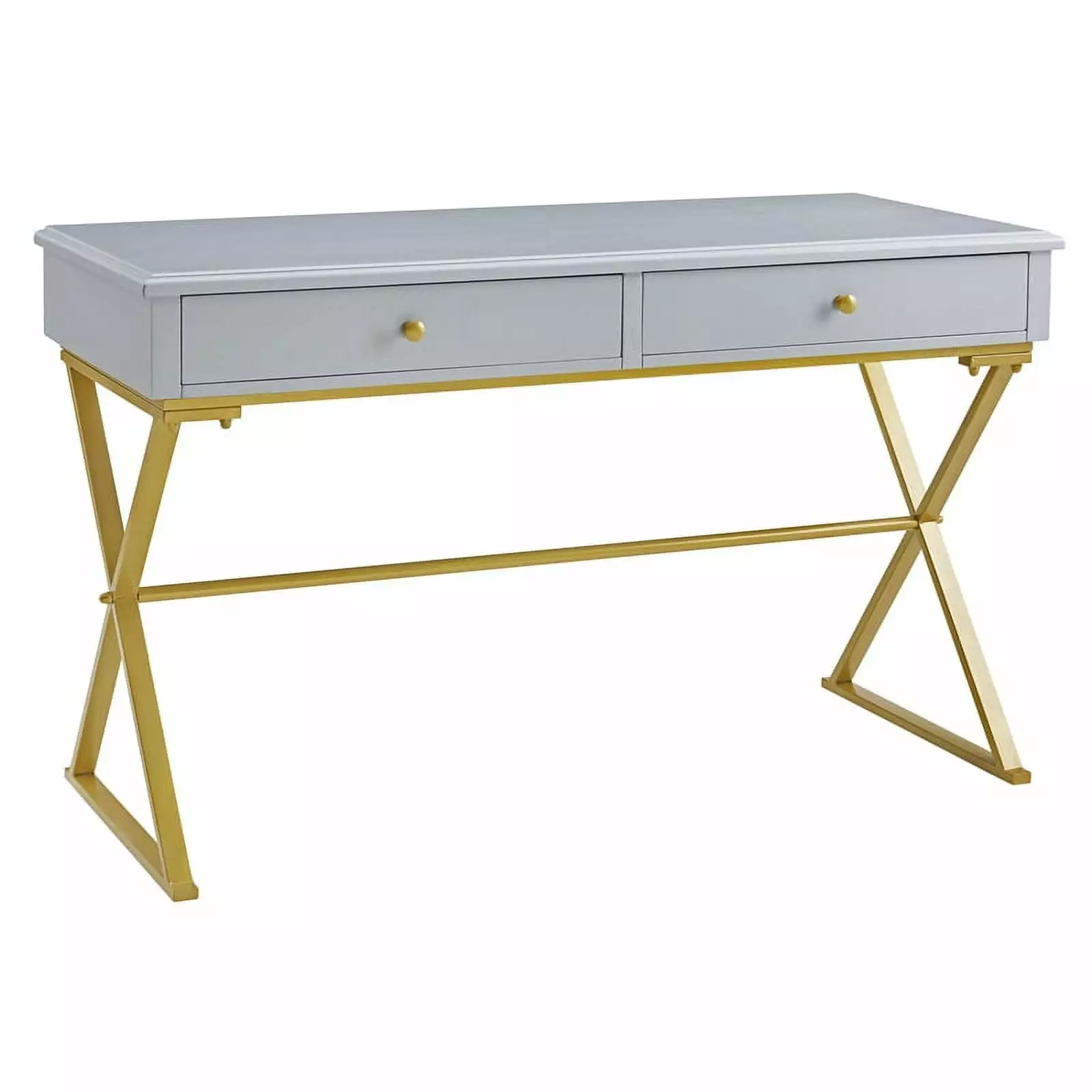 Riverbay Furniture Two Drawer Wood and Metal Desk Gray