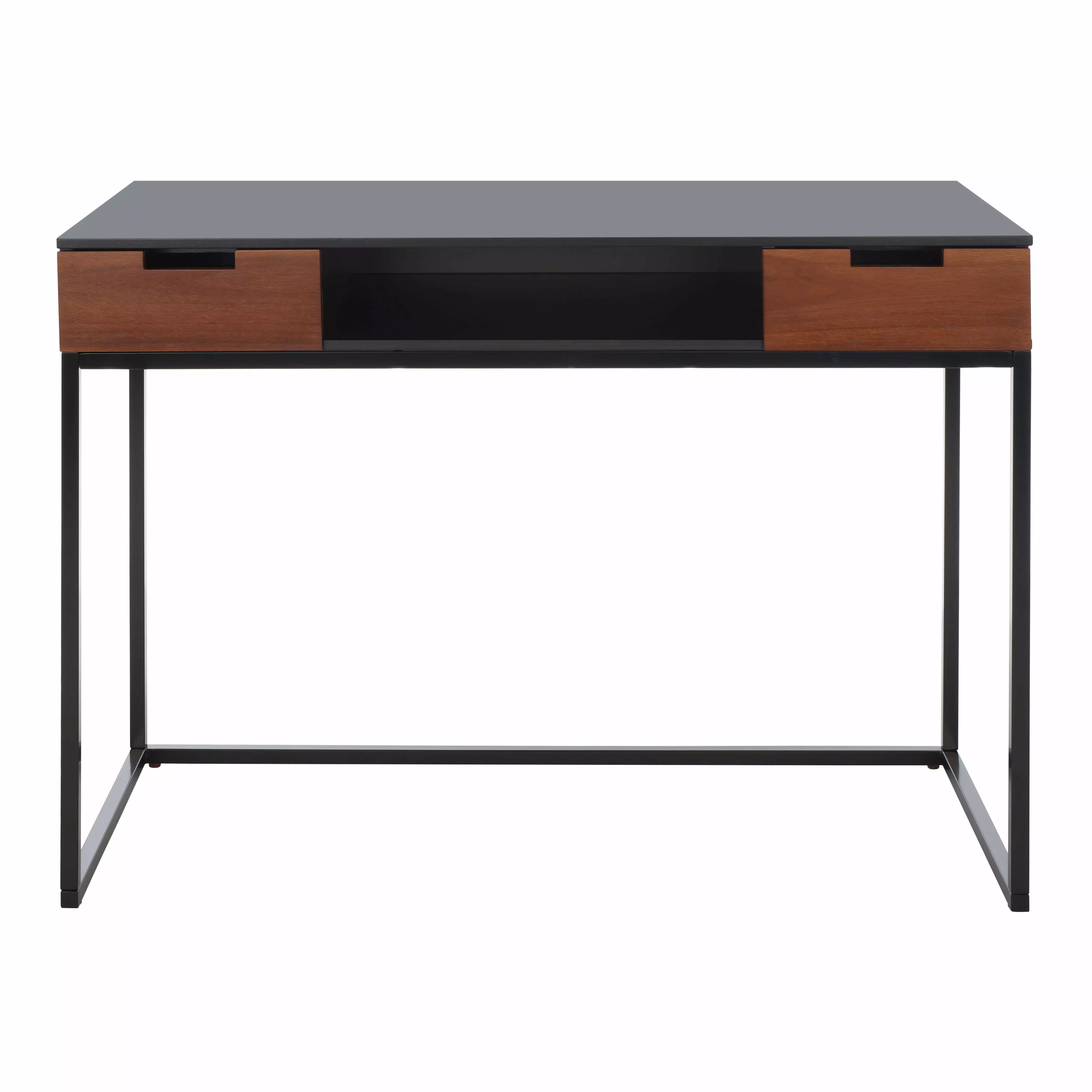 SAFAVIEH Vance Modern 2 Drawer 1 Shelf Desk Brown/Black - Compact Office Desk Storage