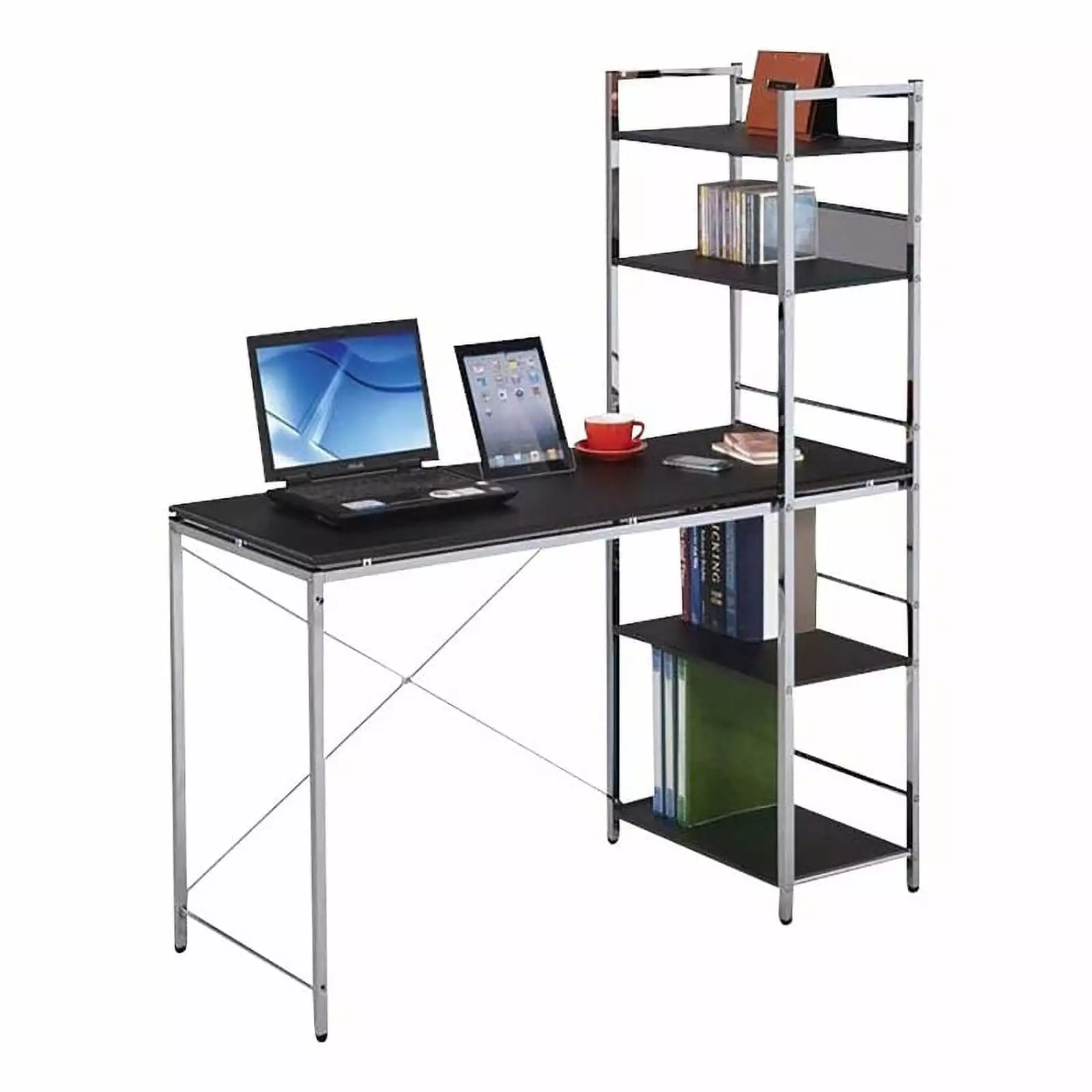 Scranton & Co Contemporary Wood/Steel Computer Desk Black/Chrome