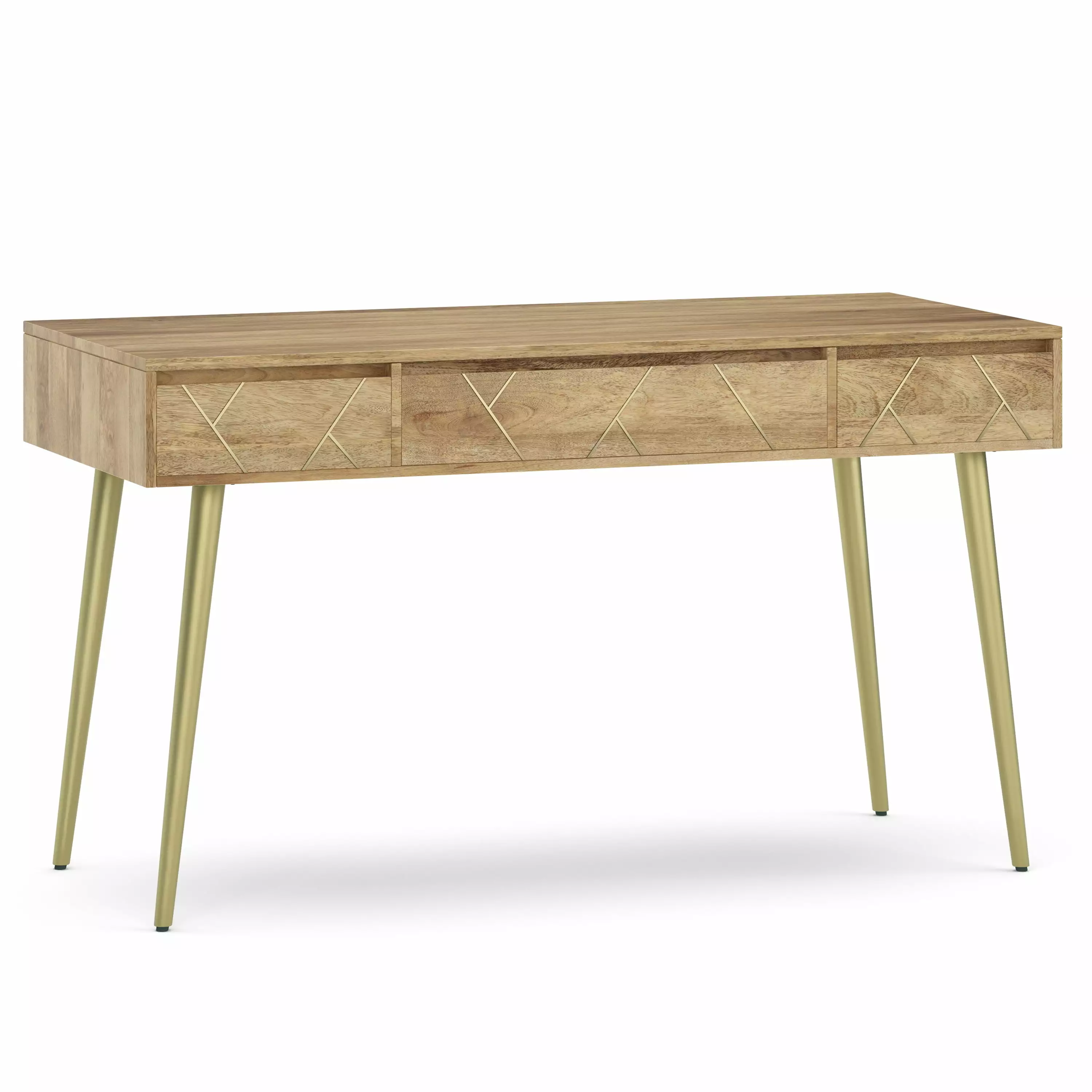 Simpli Home Jager Solid Mango Wood Desk - Mid Century Modern 54 Inch Wide Natural Wood Desk