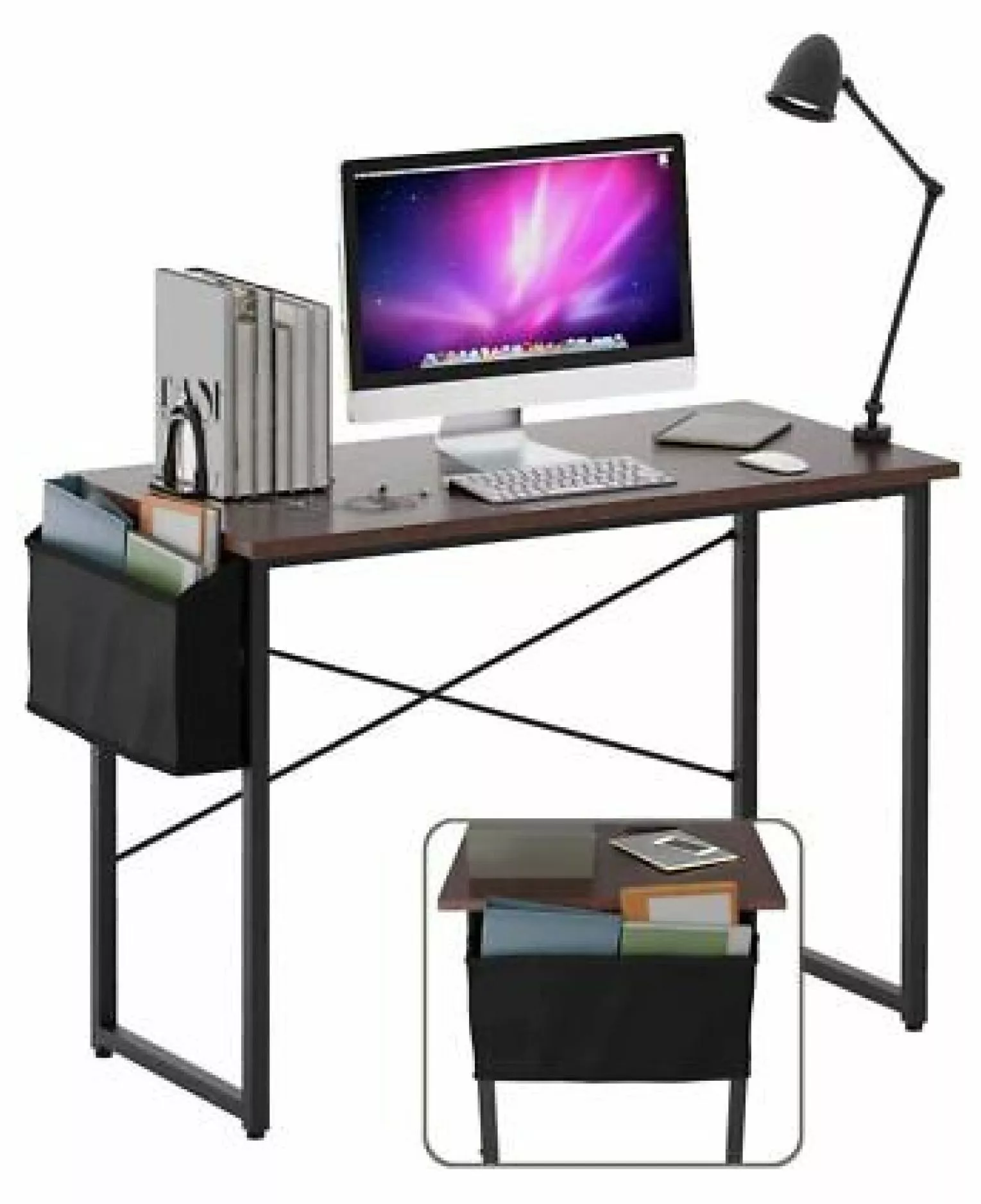WANCQ Modern Computer Desk 40 Study Writing Table Home Office Storage Bag Coffee