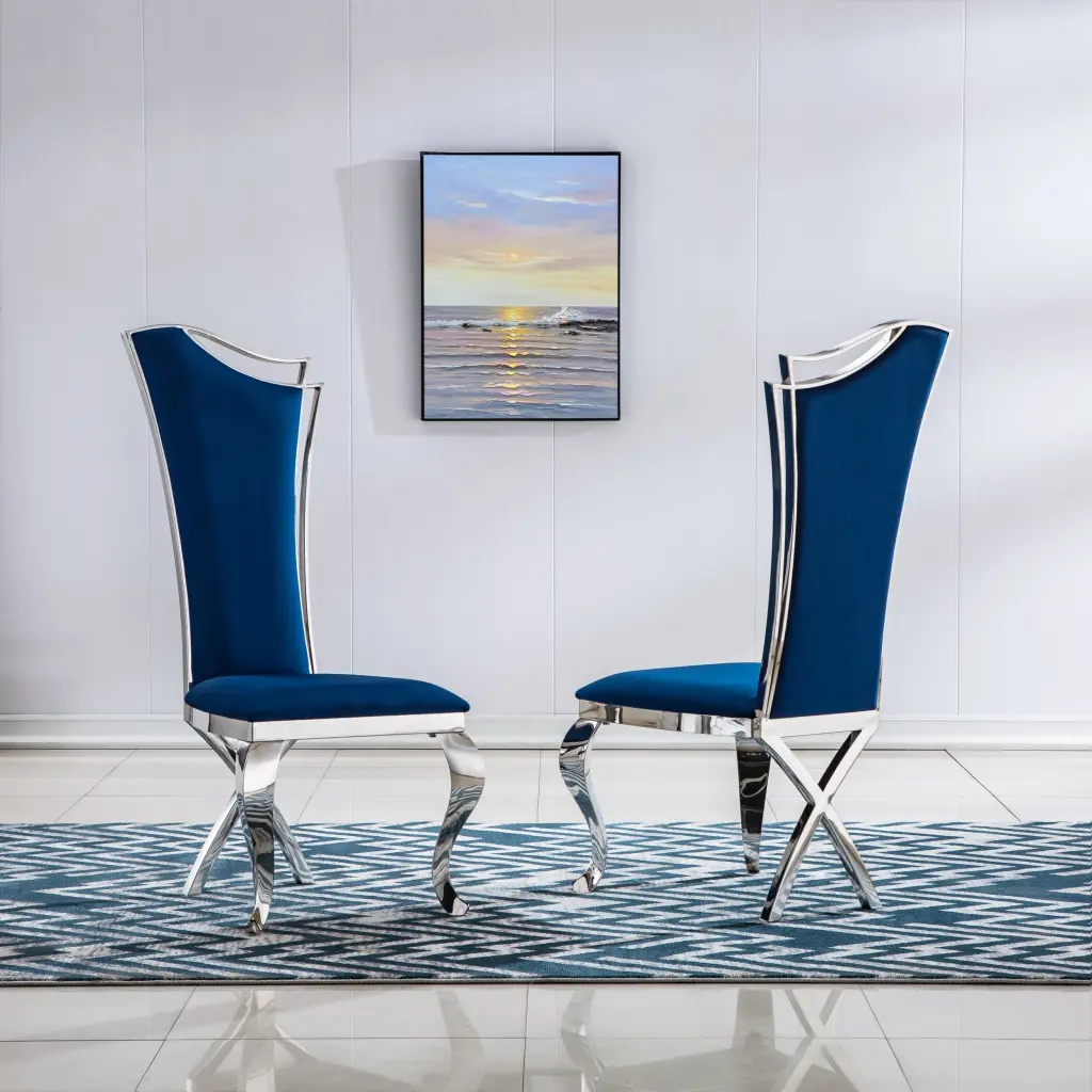 Velvet Unique Design Backrest Dining Chair Stainless Steel Legs w1311 artisan furniture