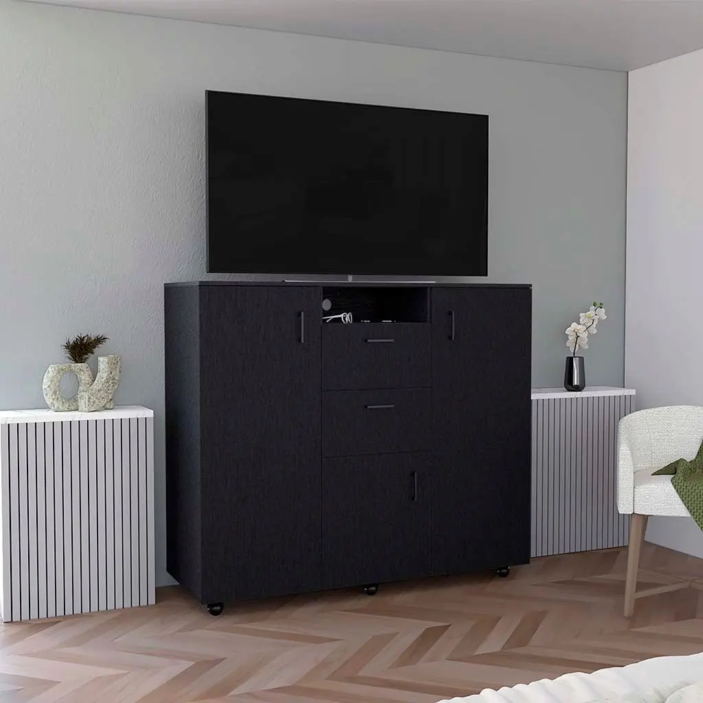 Letna Double Door Cabinet Dresser Two Drawers and Four Interior Shelves rta mubles colombia