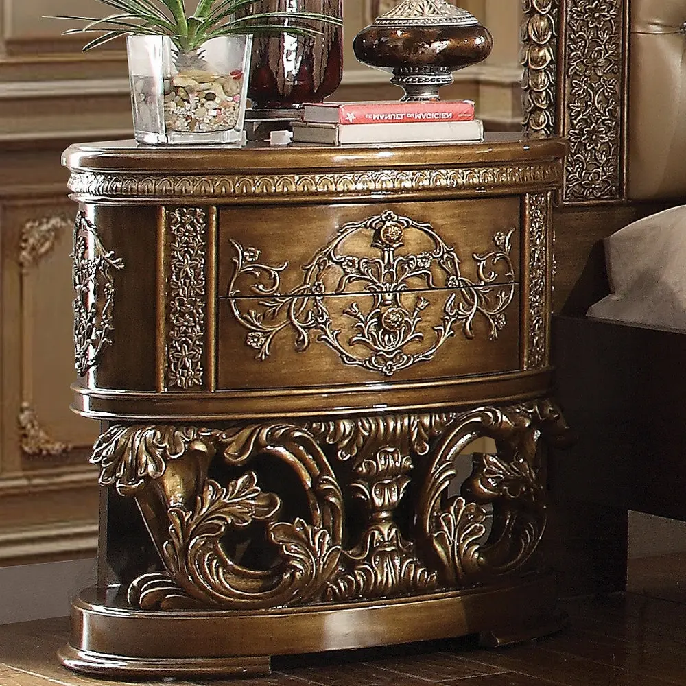 Brown And Gold 2 Drawer Nightstand Bedroom Rectangle Side Table furniture max