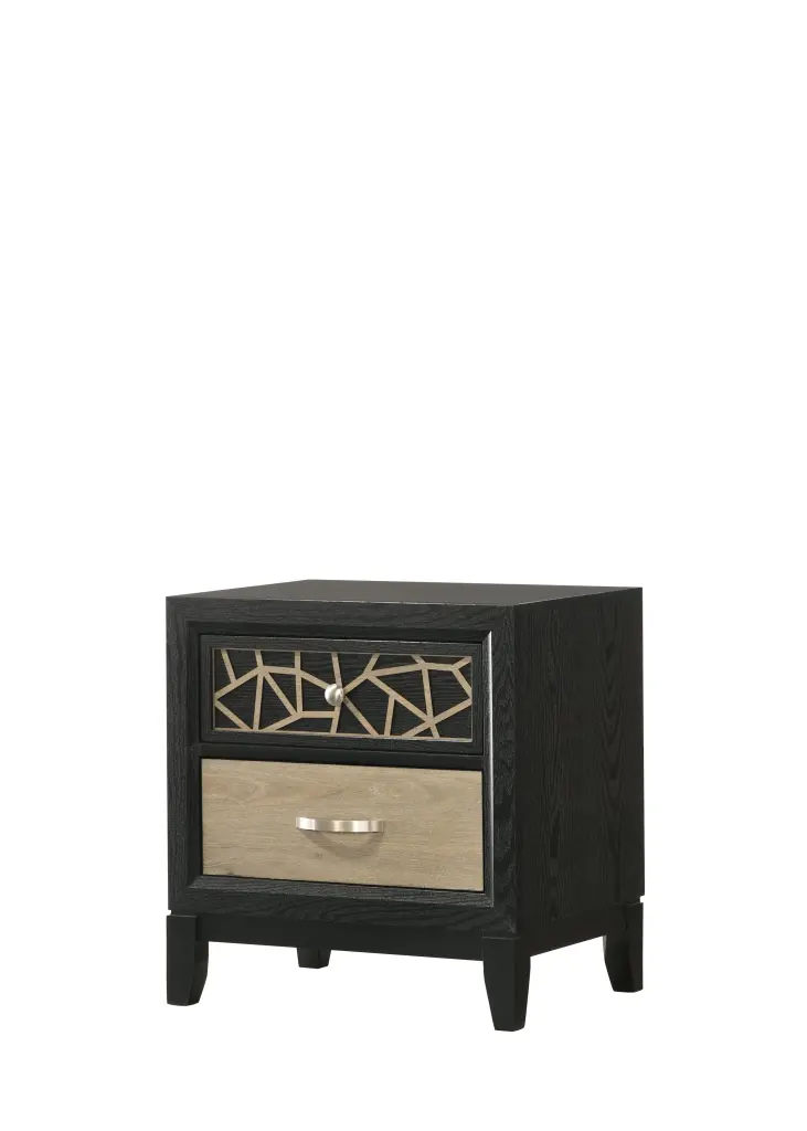 Selena Modern Contemporary Nightstand Wood Black Natural galaxy home furnishings