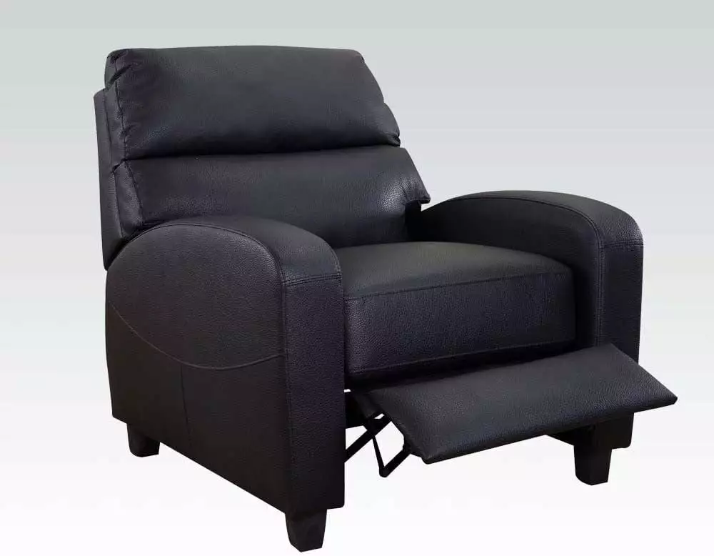 Acme Orrick 59089 Modern Black Bycast PU Recliner Contemporary Living Room