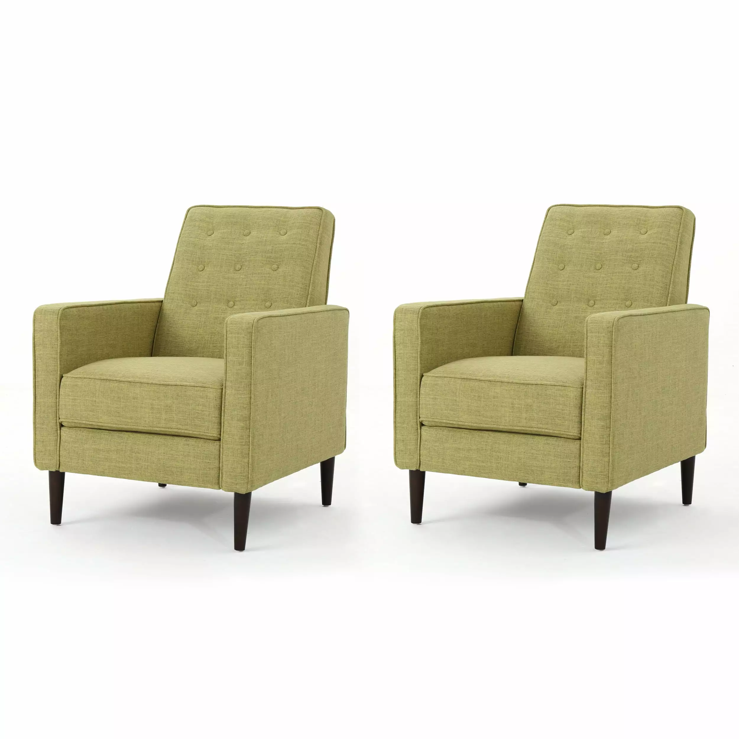 Mason Mid Century Modern Fabric Recliner Set 2 Muted Green GDFSTUDIO