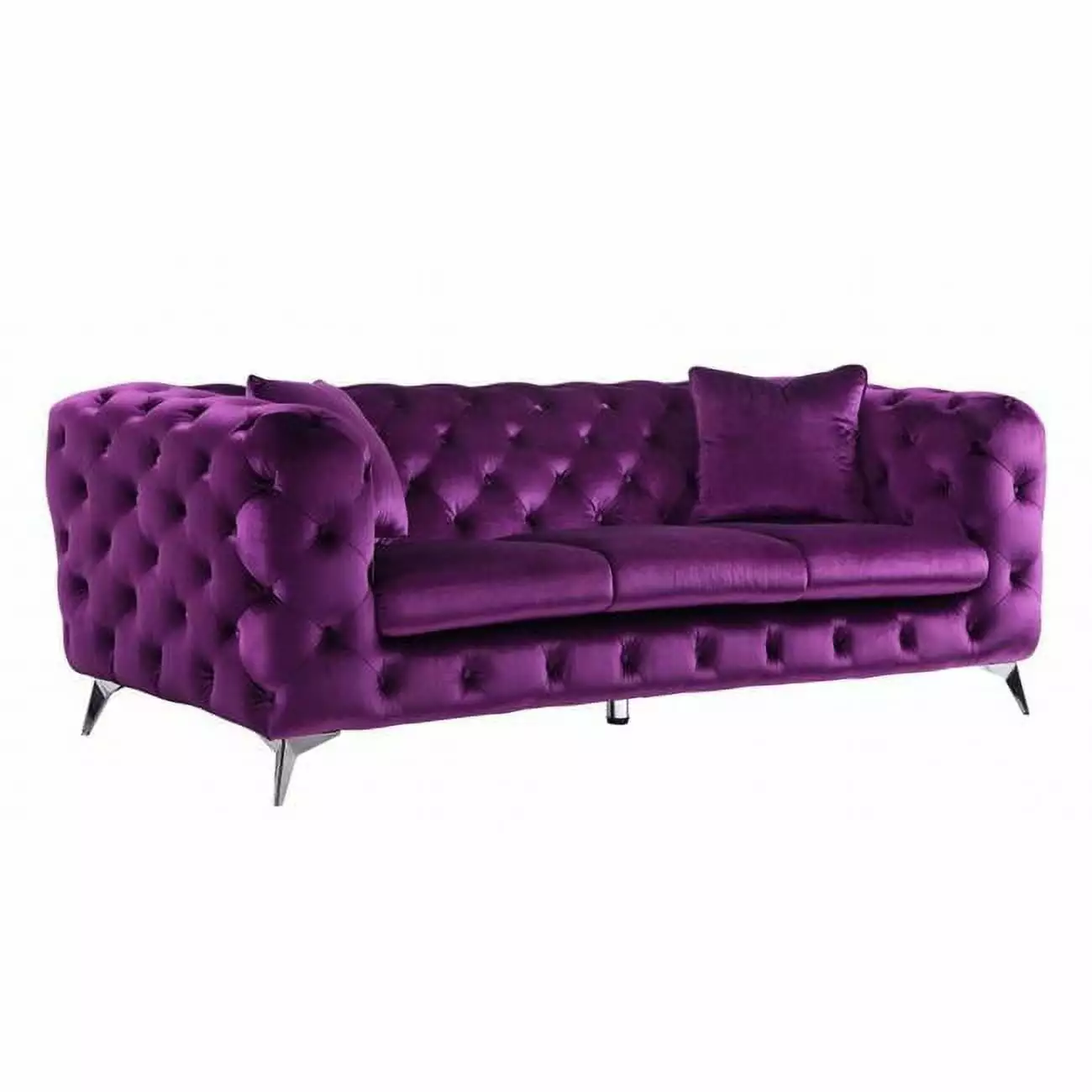 90 Modern Upholstery Metal Leg Sofa Purple Contemporary Living Room Couch Fancy Fixtures
