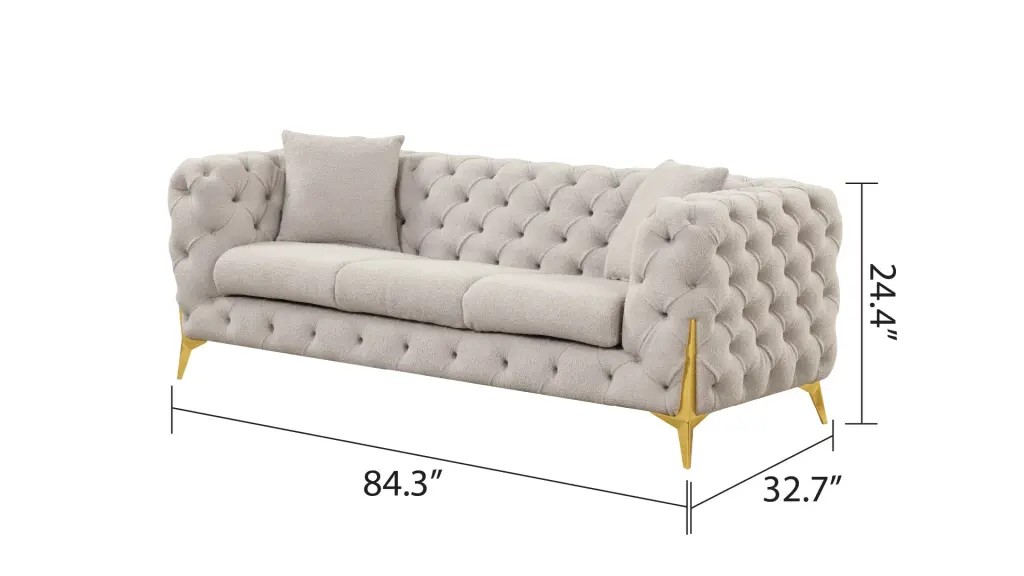 Contempo Modern Style Buckle Fabric Sofa Wood Frame Gray galaxy home furnishings