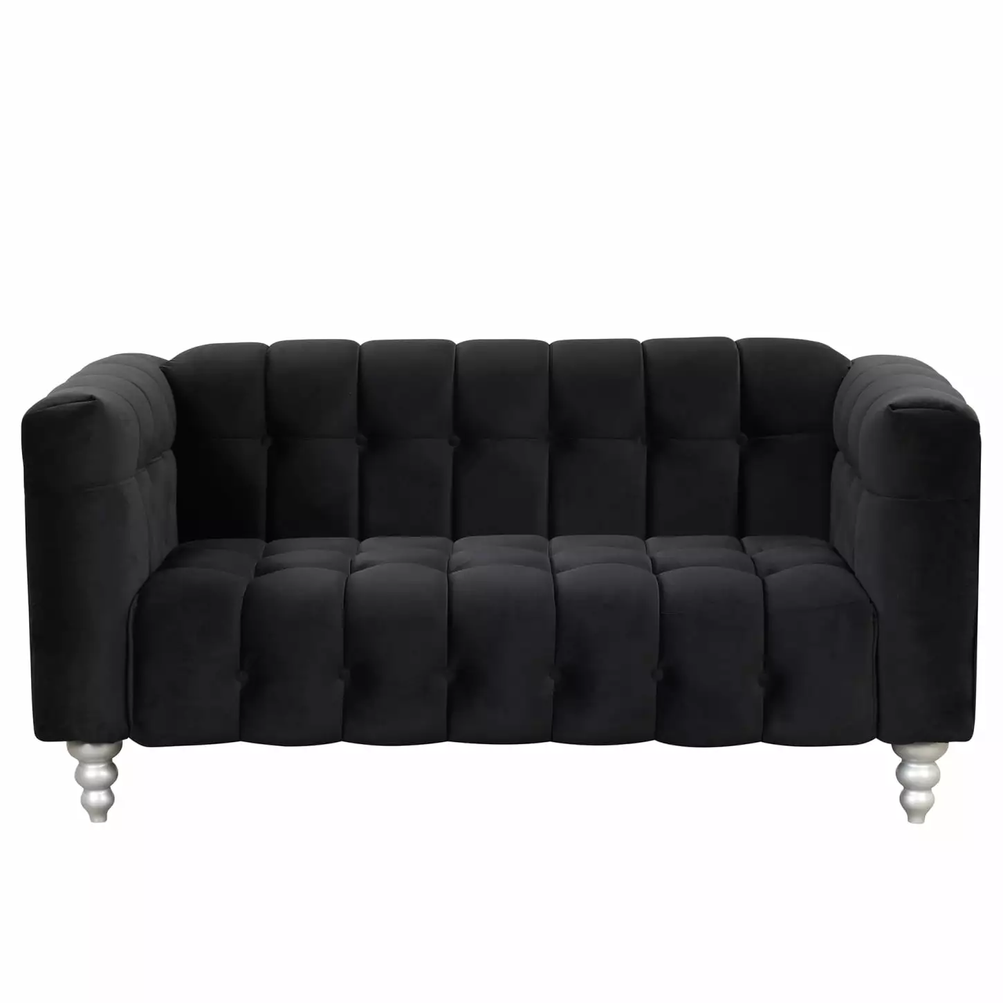 63 Modern Sofa Dutch Fluff Upholstered Design Solid Wood Legs Sleek Black Button-Tufted Backrest HATNOKIL