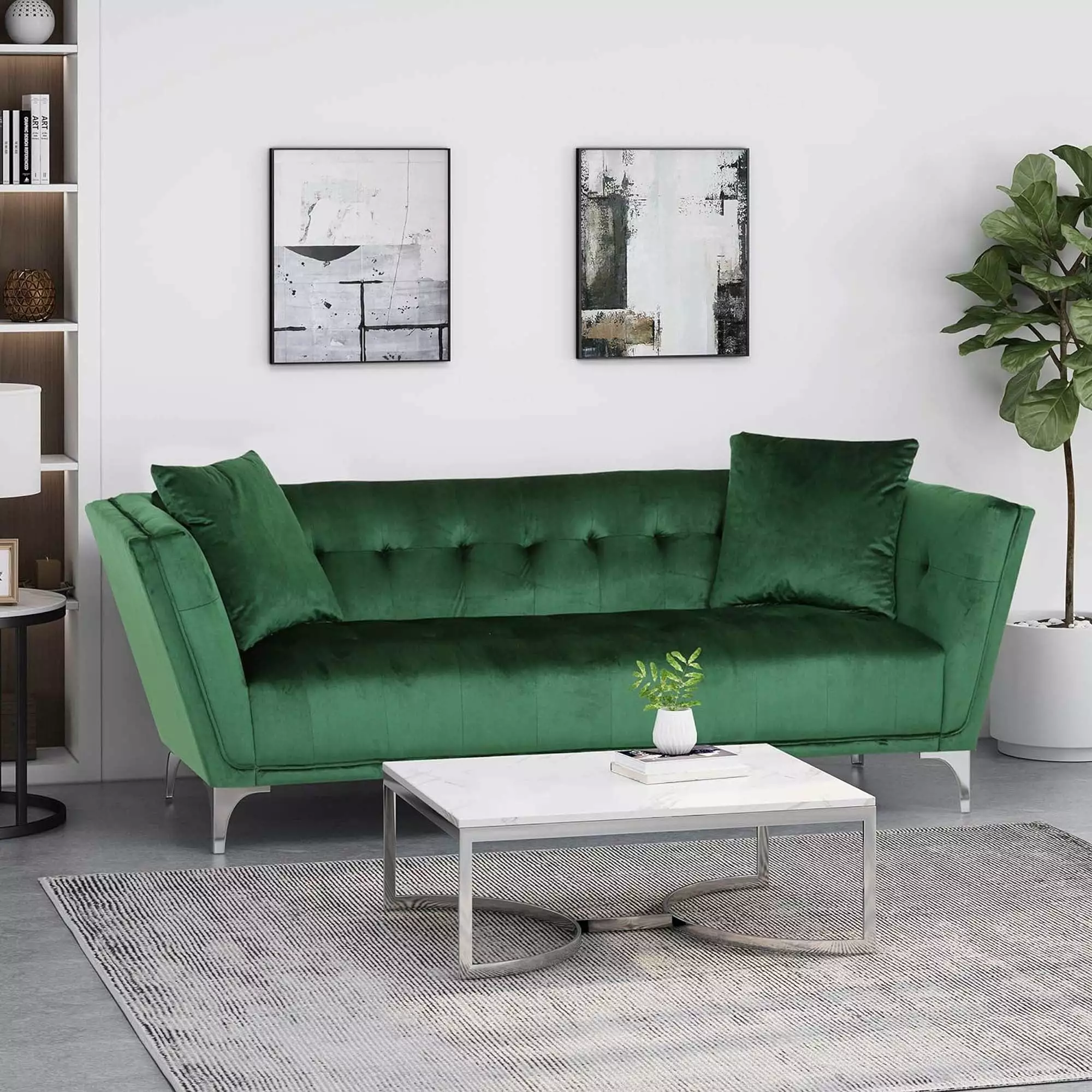 3-Seat Sofa Metal Legs - Modern Living Room and Study Jamini