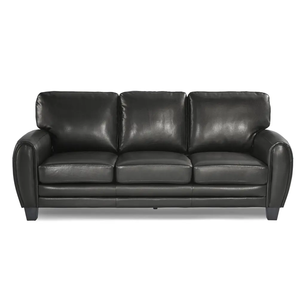 Modern Living Room 1Pc Sofa Black Faux Leather Retro Style kanepe