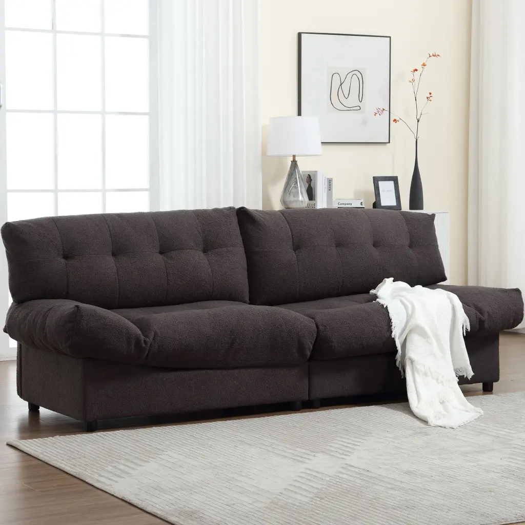 Cloud Style Sofa Teddy Velvet Fabric Comfy Padded Cloud Couch Living Room lm home furniture