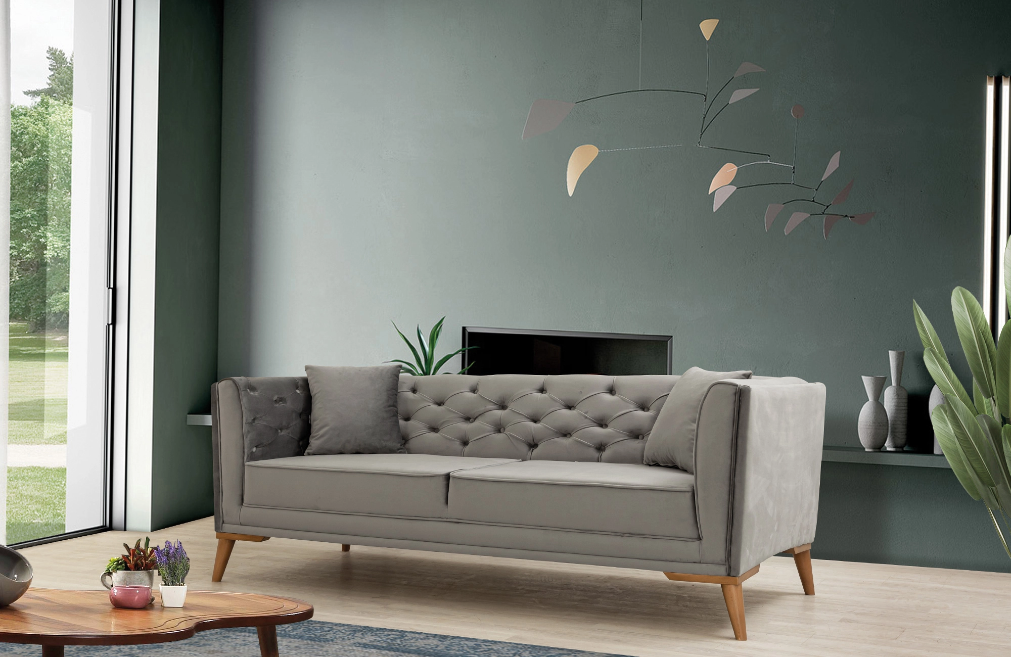 Alice Gray Sofa Modern Living Room Couch StageLook