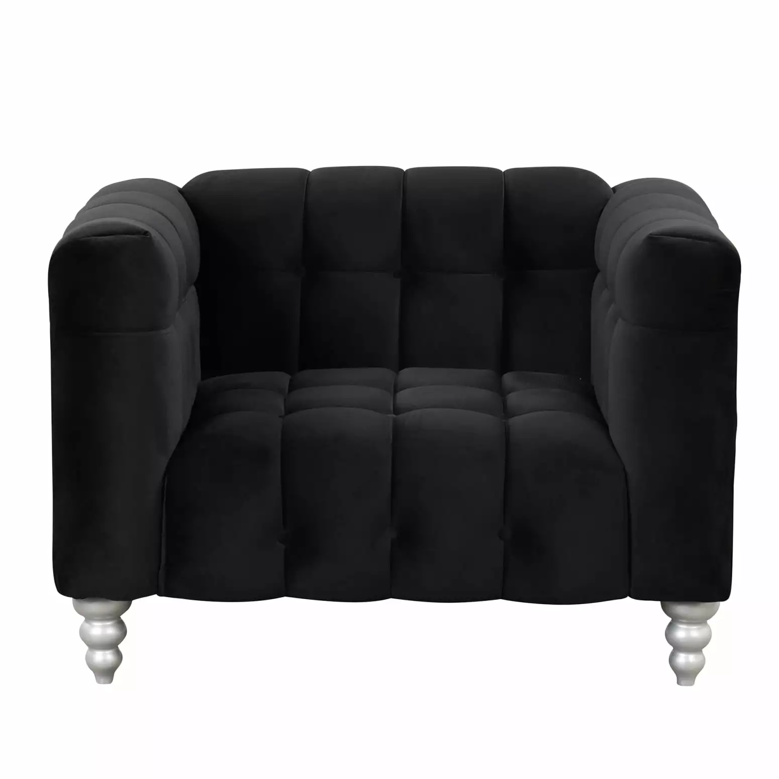 42 Dutch Fluff Modern Sofa Sleek Black - Plush Upholstered Seating Solid Wood Legs and Tufted Backrest Wodine