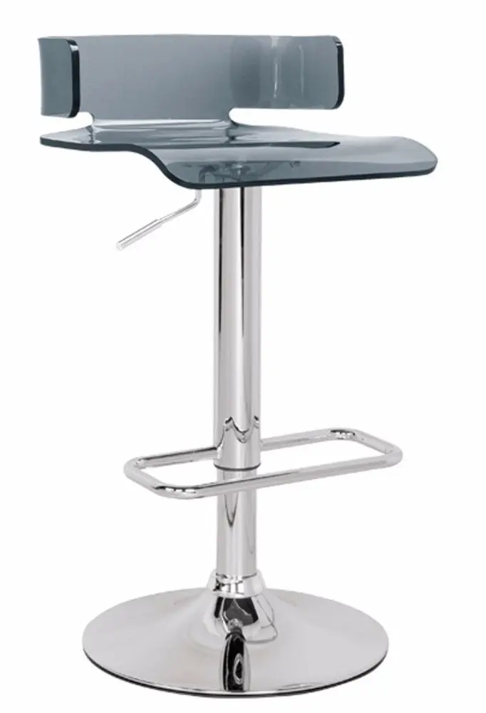 26 Inch Acrylic Adjustable Barstool Chrome Pedestal Base Gray royal hampton