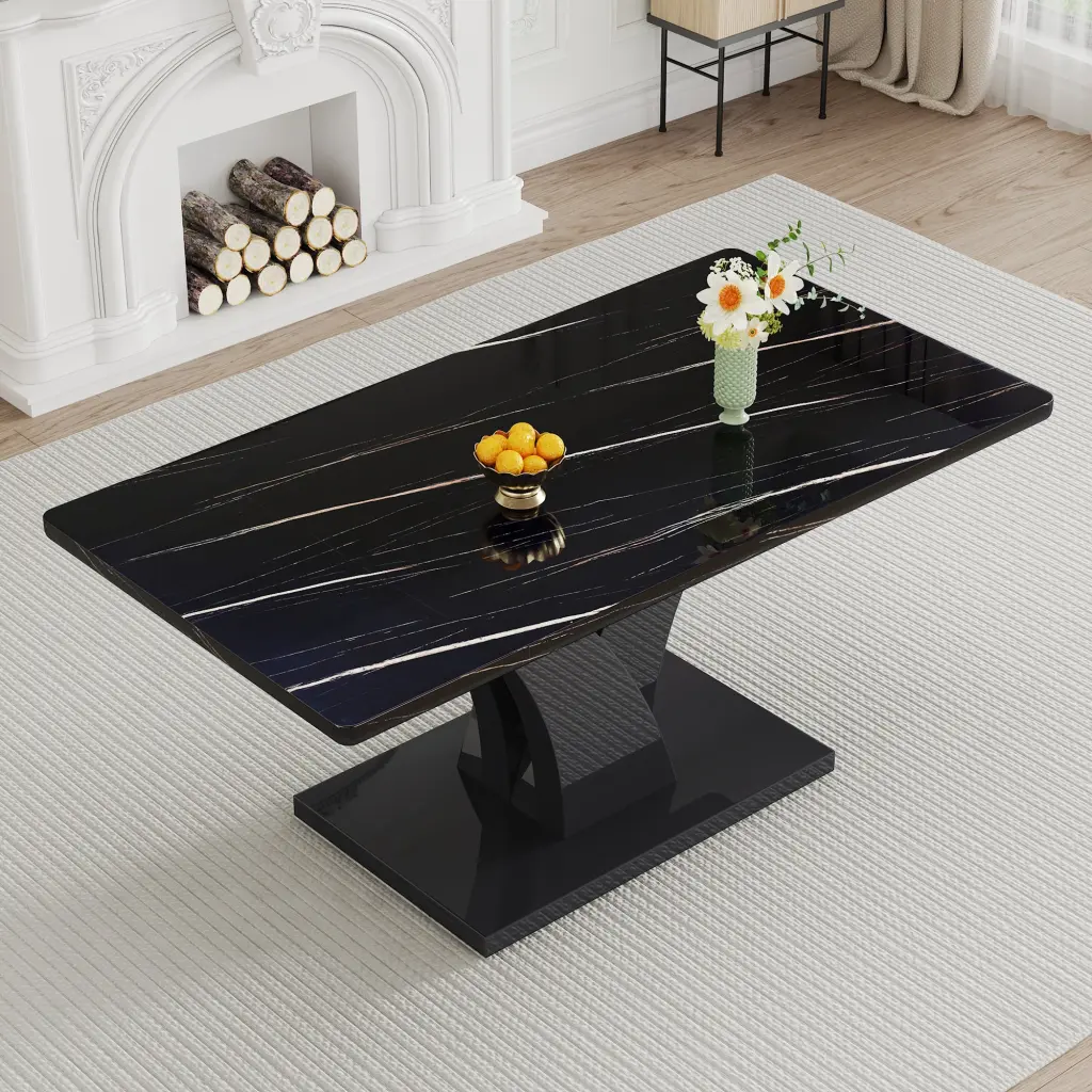Modern Black Dining Table MDF Legs Kitchen And Dining Room droom w-1151