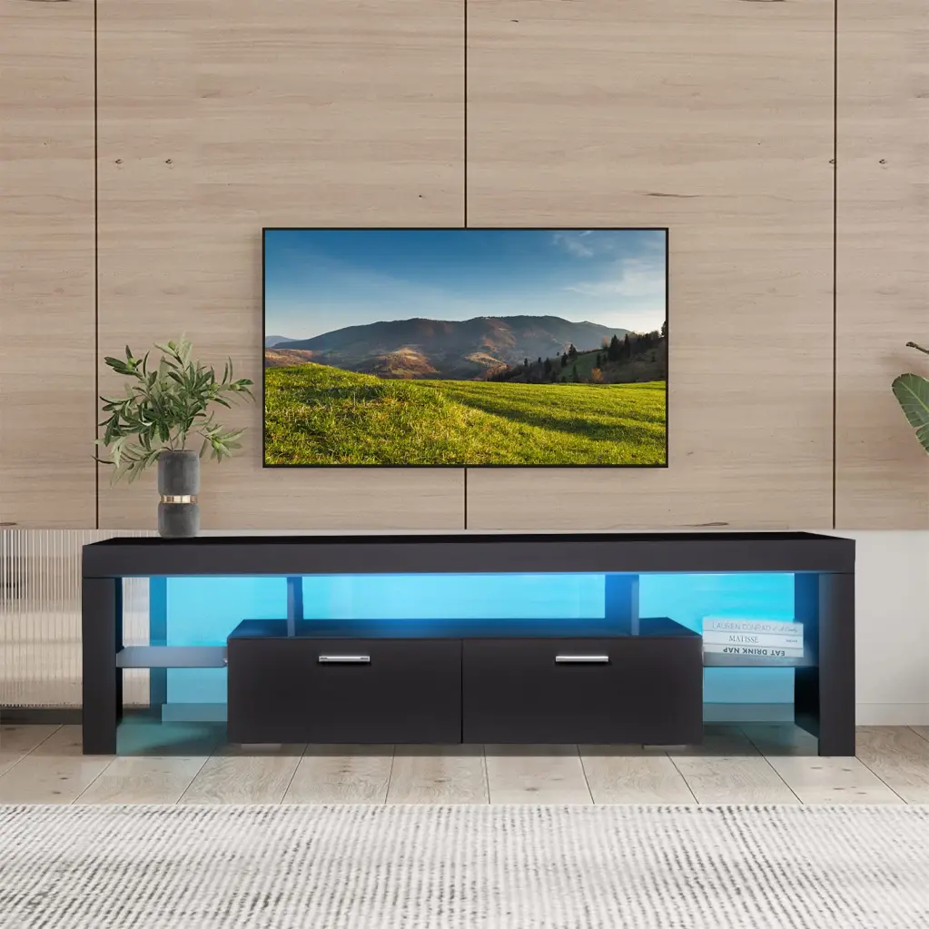 LED TV Stand Modern TV Stand Storage Entertainment Center Drawers rnb