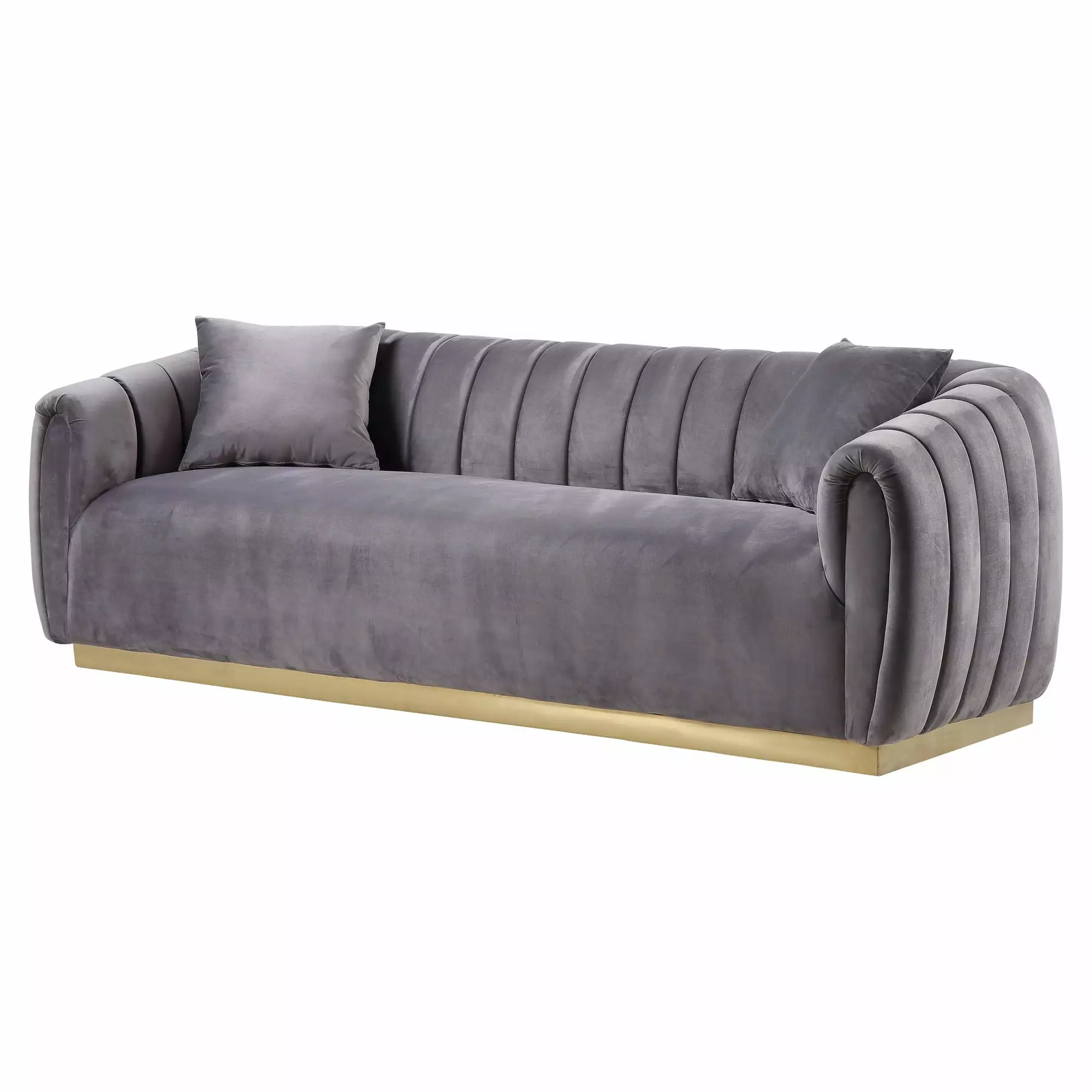 ACME Elchanon Sofa 2 Pillows Gray and Gold Accents Acme Furniture