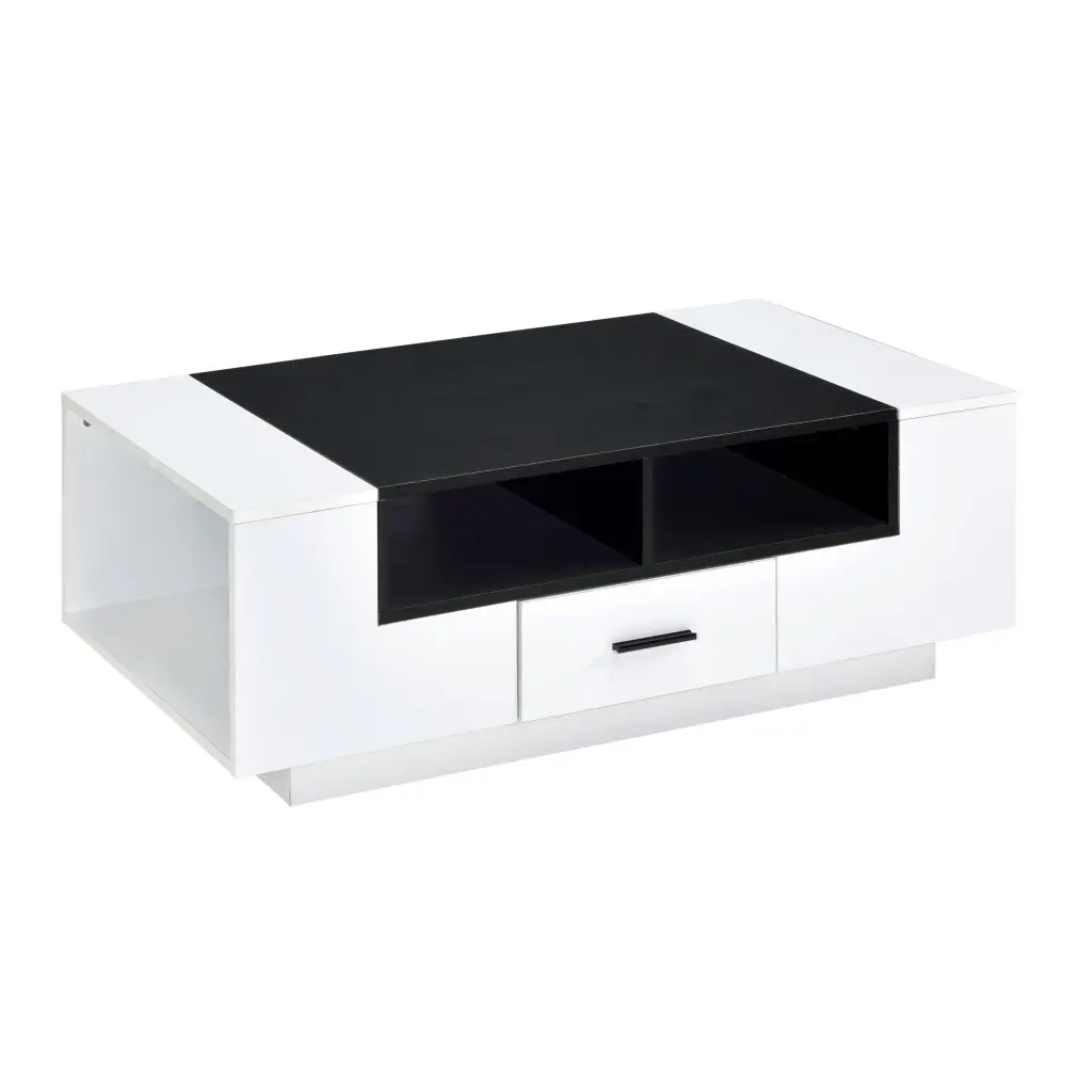 White and Black Coffee Table Storage Living Room furniture max