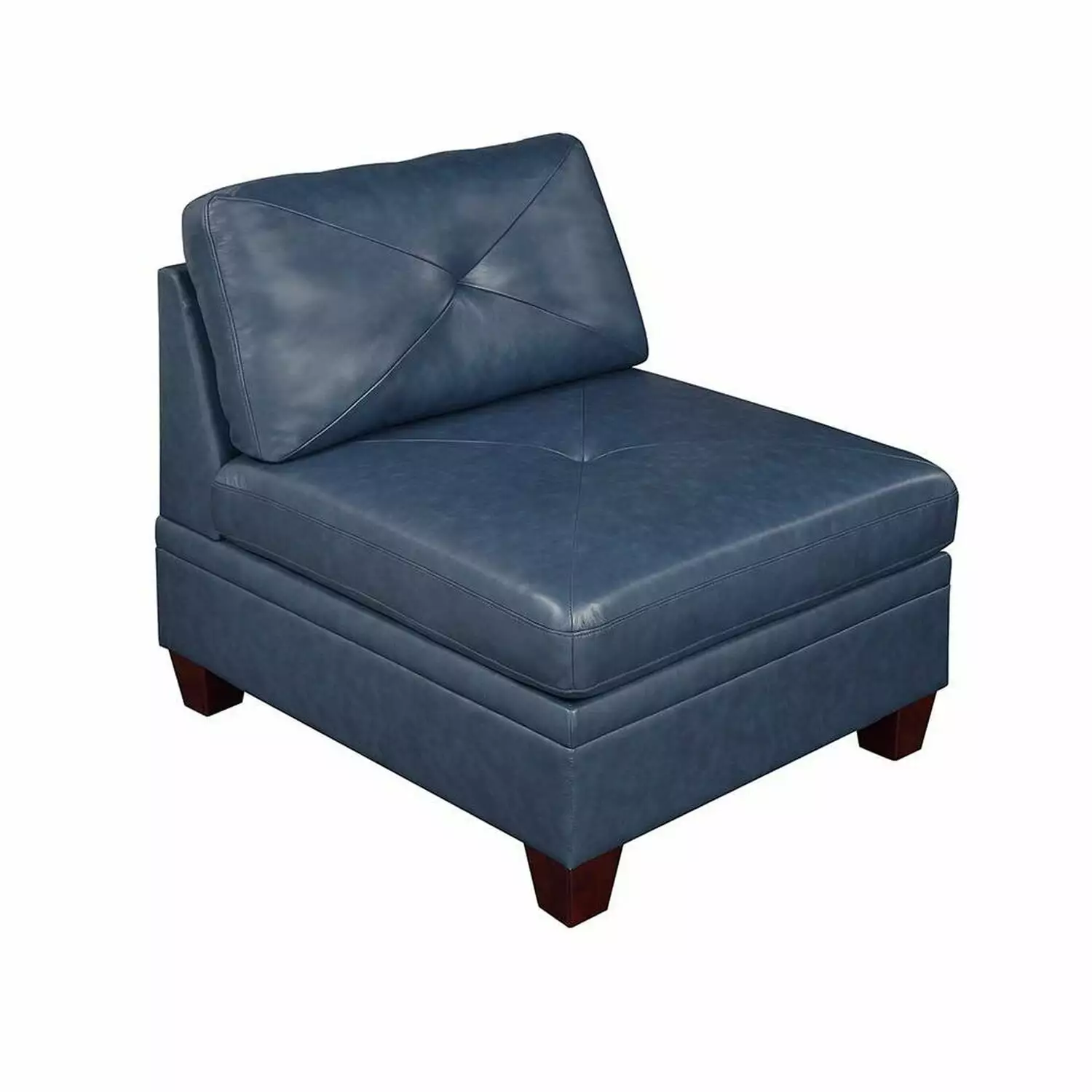 Benjara Samy 37 Inch Modular Armless Sofa Chair Blue Faux Leather
