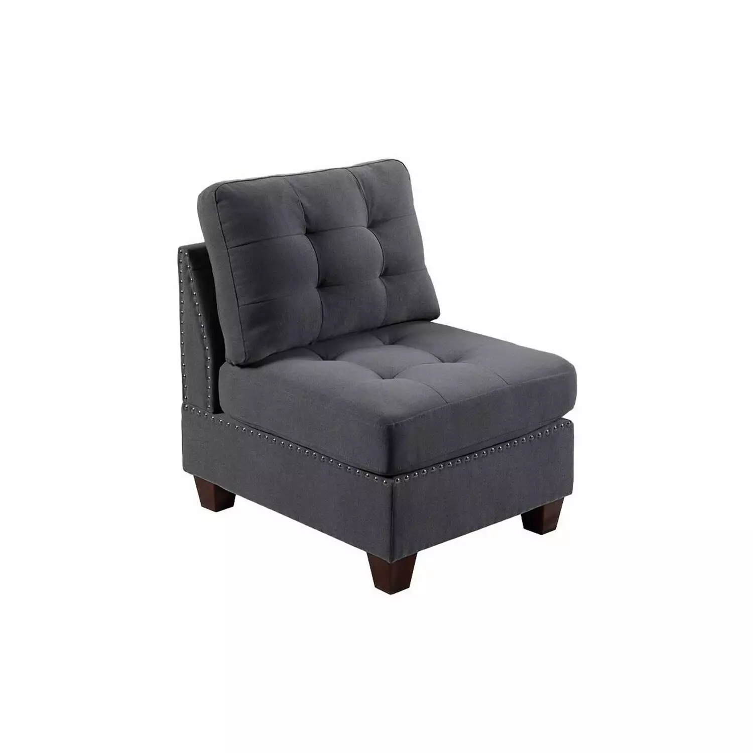 Benjara Lemy 32 Inch Modular Armless Sofa Chair Tufted Gray Upholstery
