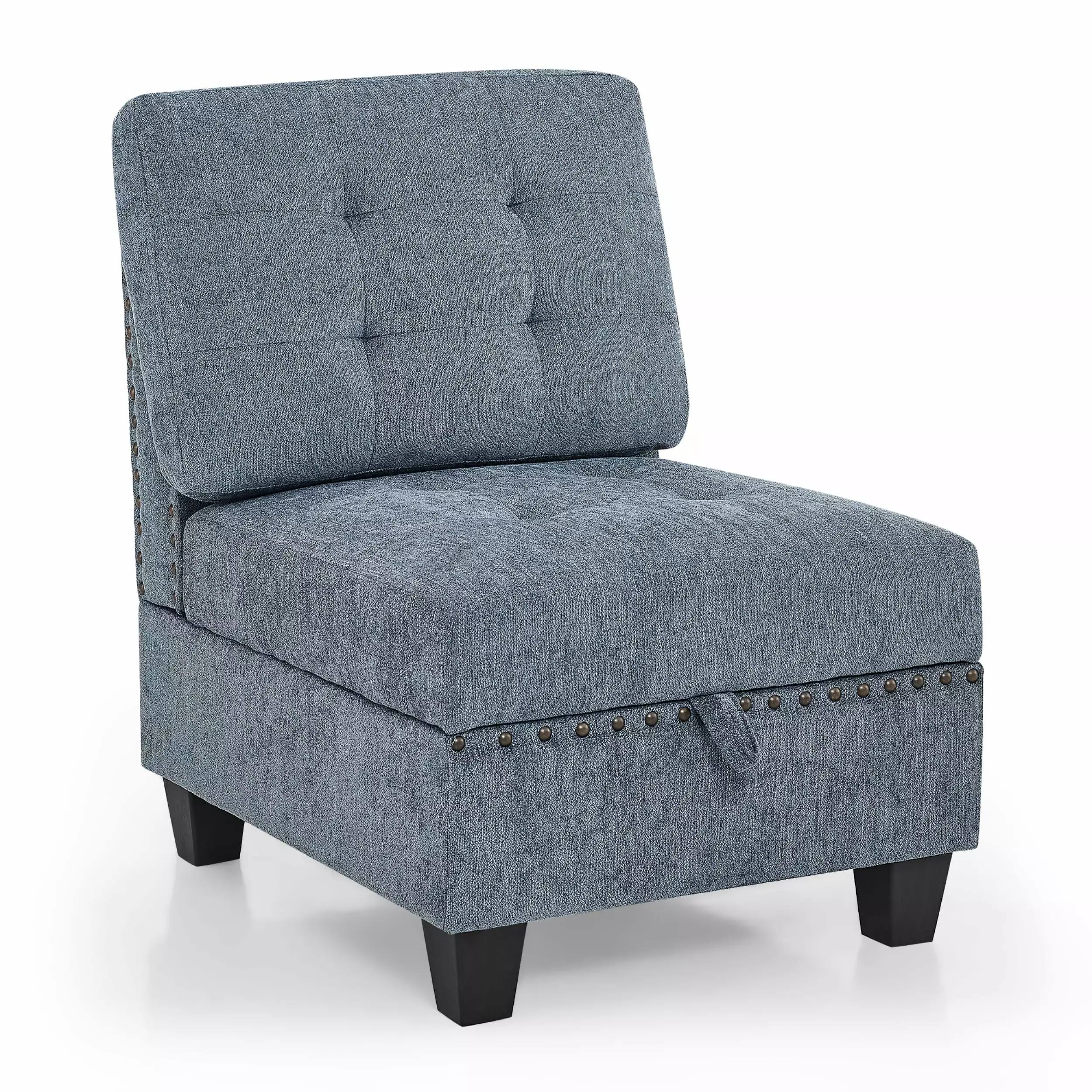 Navy Blue Modular Sectional Single Chair Compact Dimensions Small Spaces Miekor