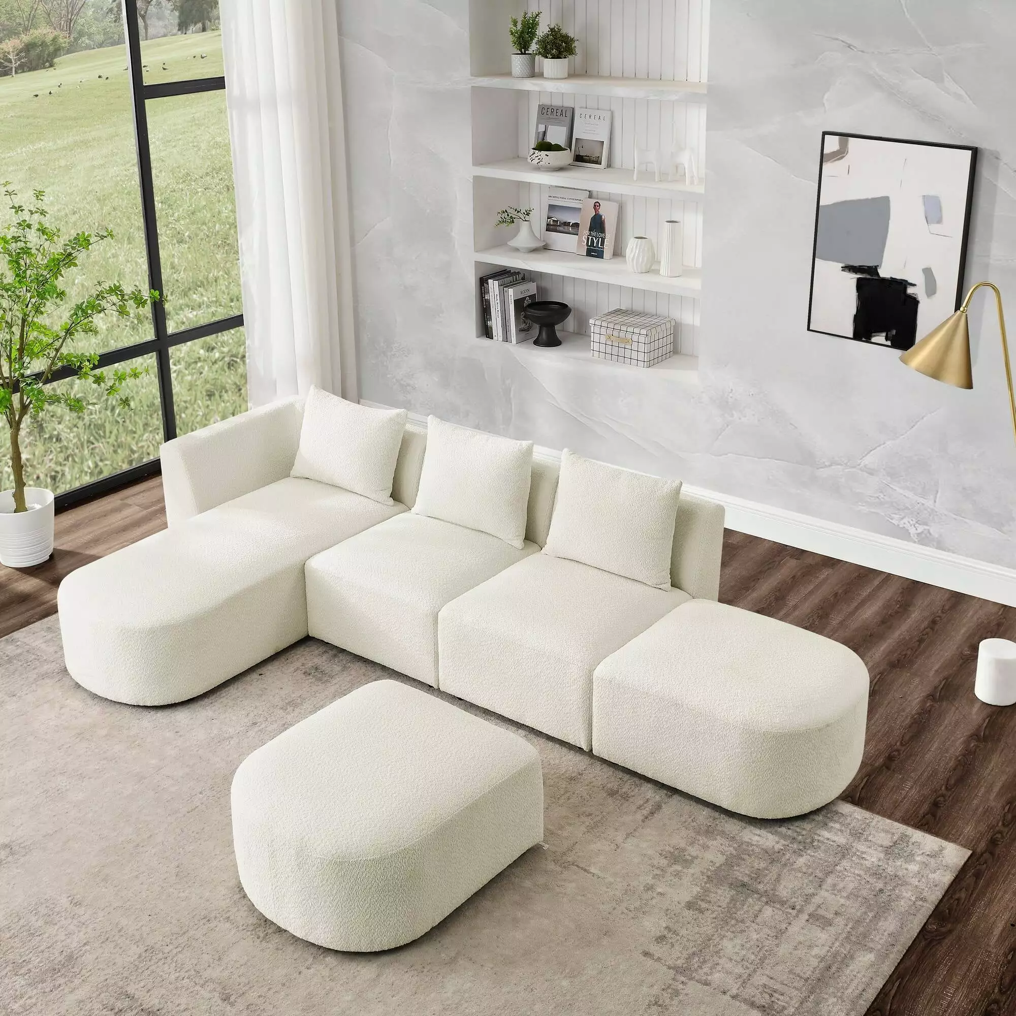 Modular Couch Sectional Sofa Set Left Side Chaise and DIY Ottoman Ivory Bed Bath & Beyond