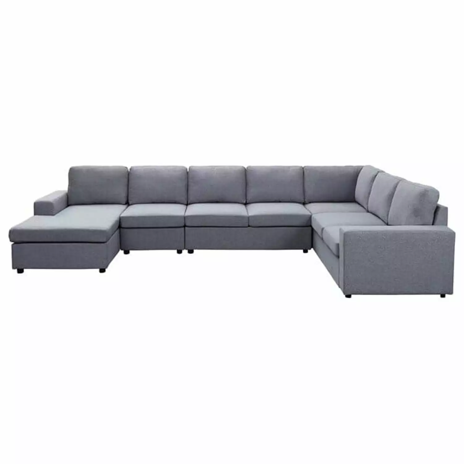 Blissful Nights Light Gray Linen 7 Seat Reversible Modular Sectional Sofa Chaise Living Room