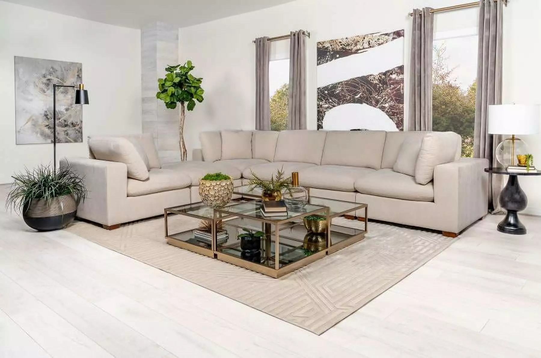 Lakeview 6-Piece Upholstered Modular Sectional Sofa Ivory Coaster Company