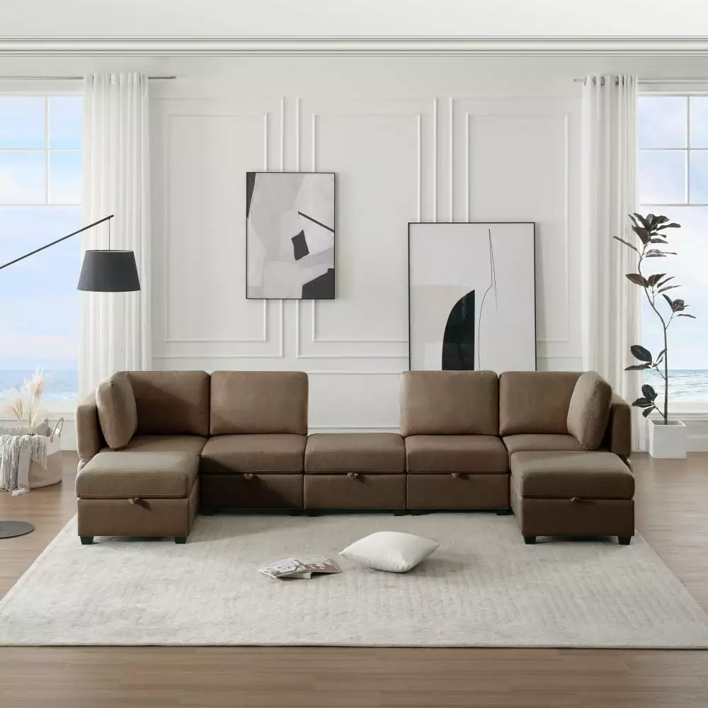 DeeHome Free Combinations Storage Functional Modular Sectional Sofa Thick Seat and Back Cushions
