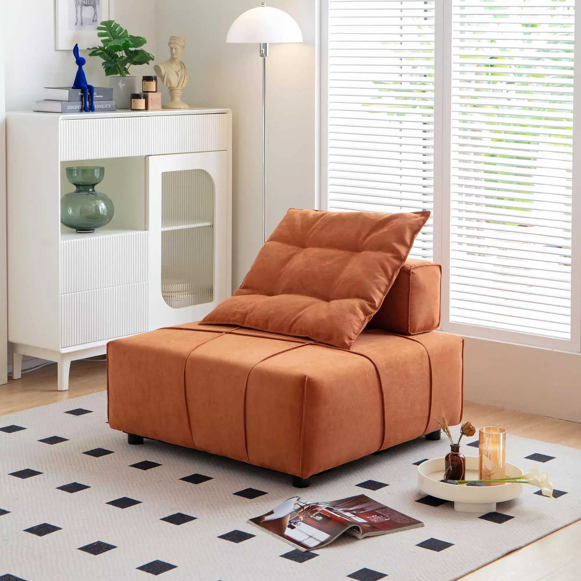 DeeHome Modular Sectional Armless Sofa Chair Removable Back Cushion Living Room