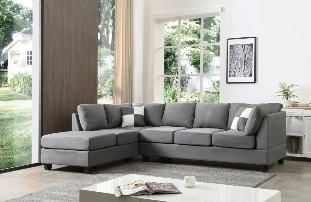 Malone G633B Sc Sectional 3 Boxes Gray Microfiber Sofa Living Room glory furniture
