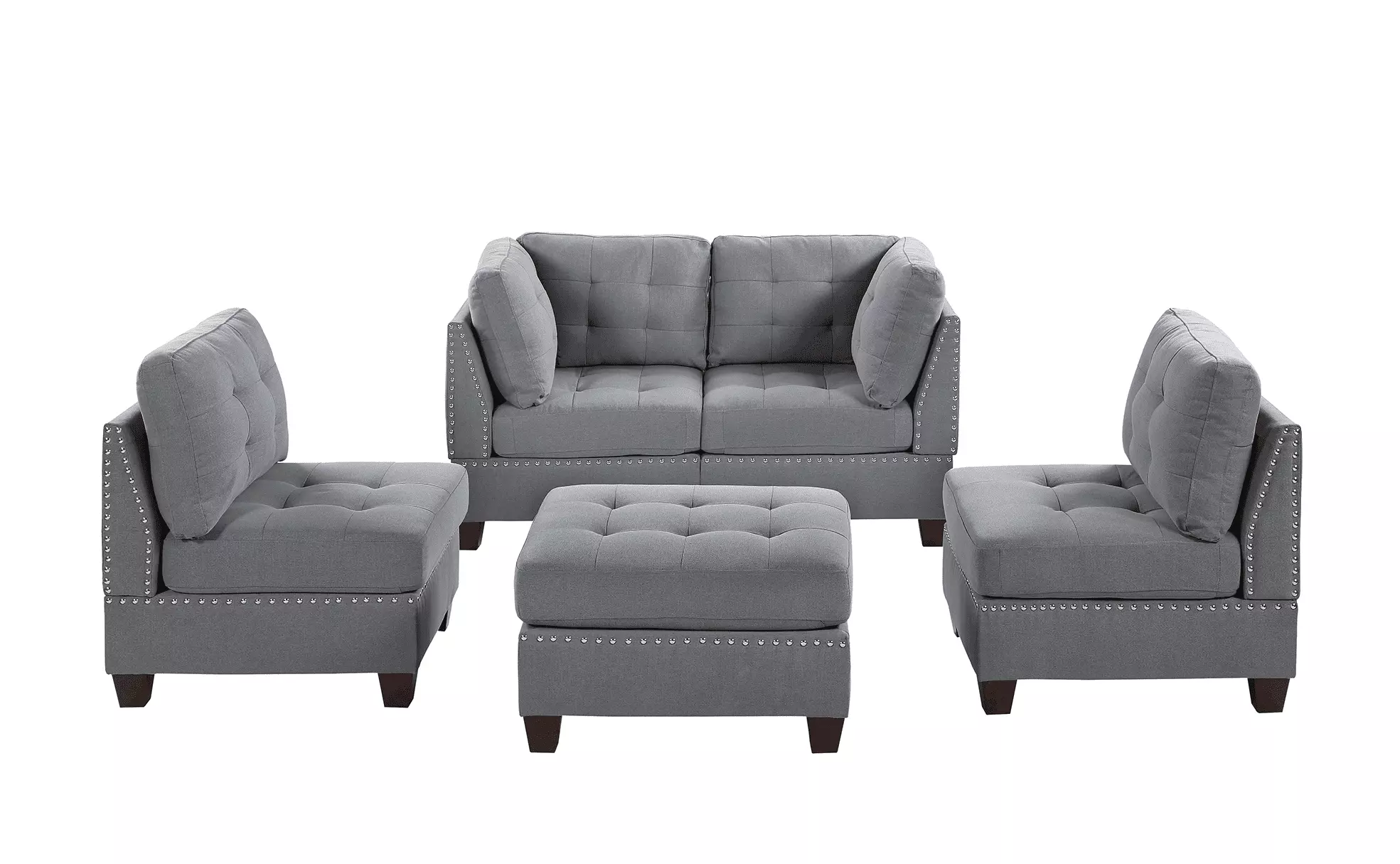 Modern Modular Sectional Sofa Set 5Pc Gray Stylish Comfortable Couch Jamini