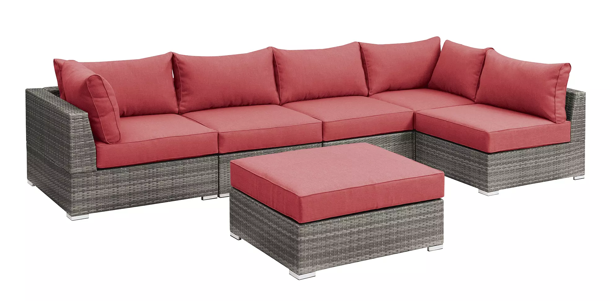 Modern Modular Sectional Sofa Set - 6Pc Red Jamini