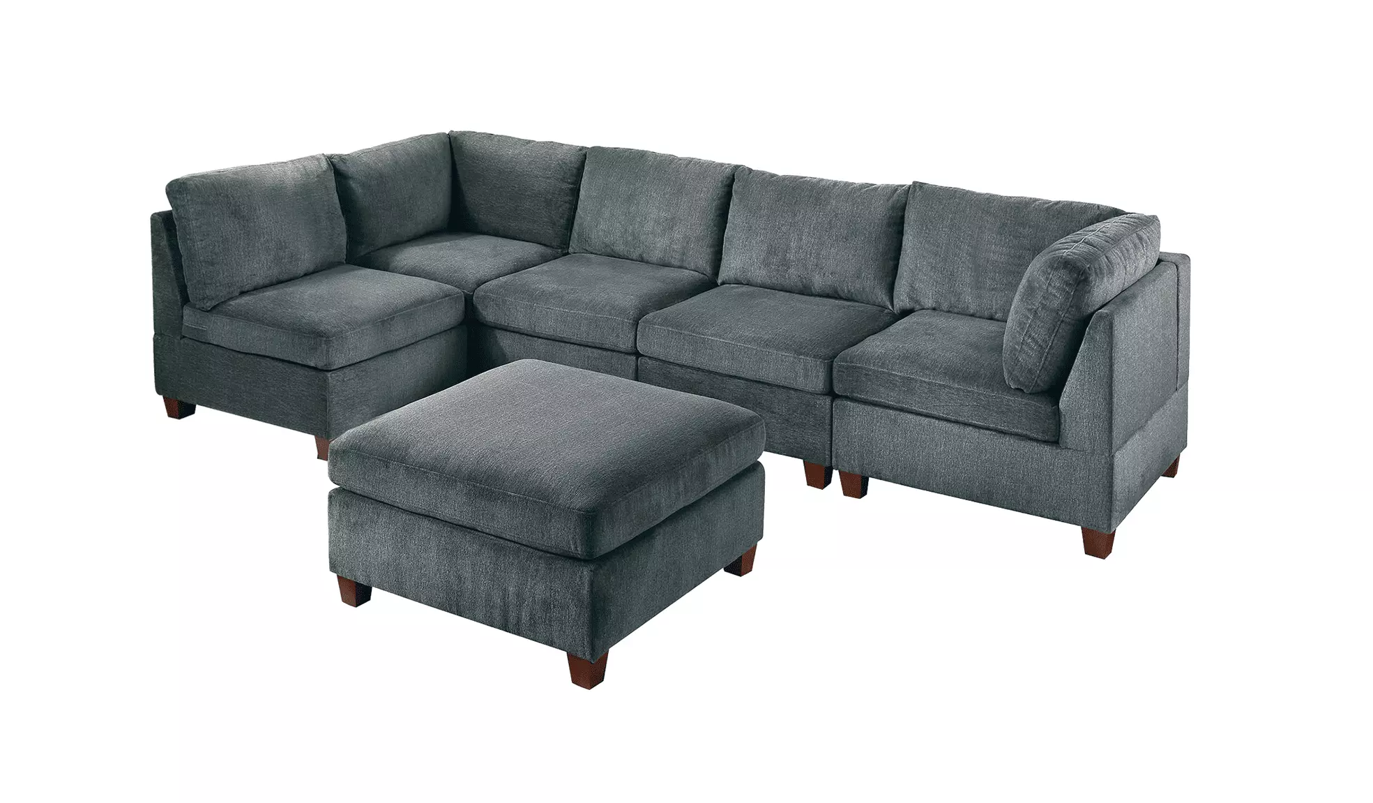 Modern Modular Sectional Sofa Set 6Pc Gray Contemporary Living Room Jamini