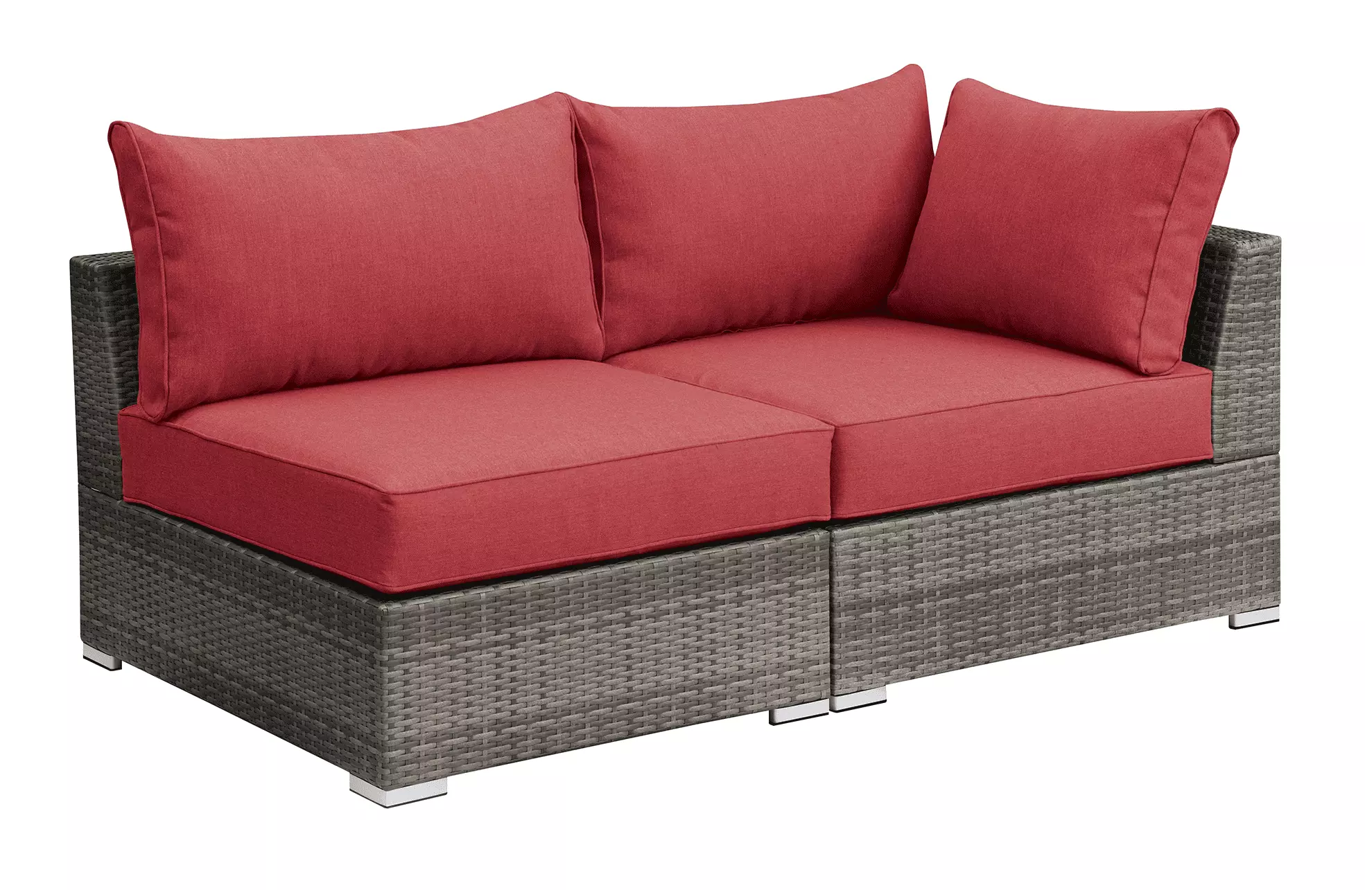 Modern Modular Sectional Sofa Set - 2 Piece Red Fabric Living Room Couch Jamini