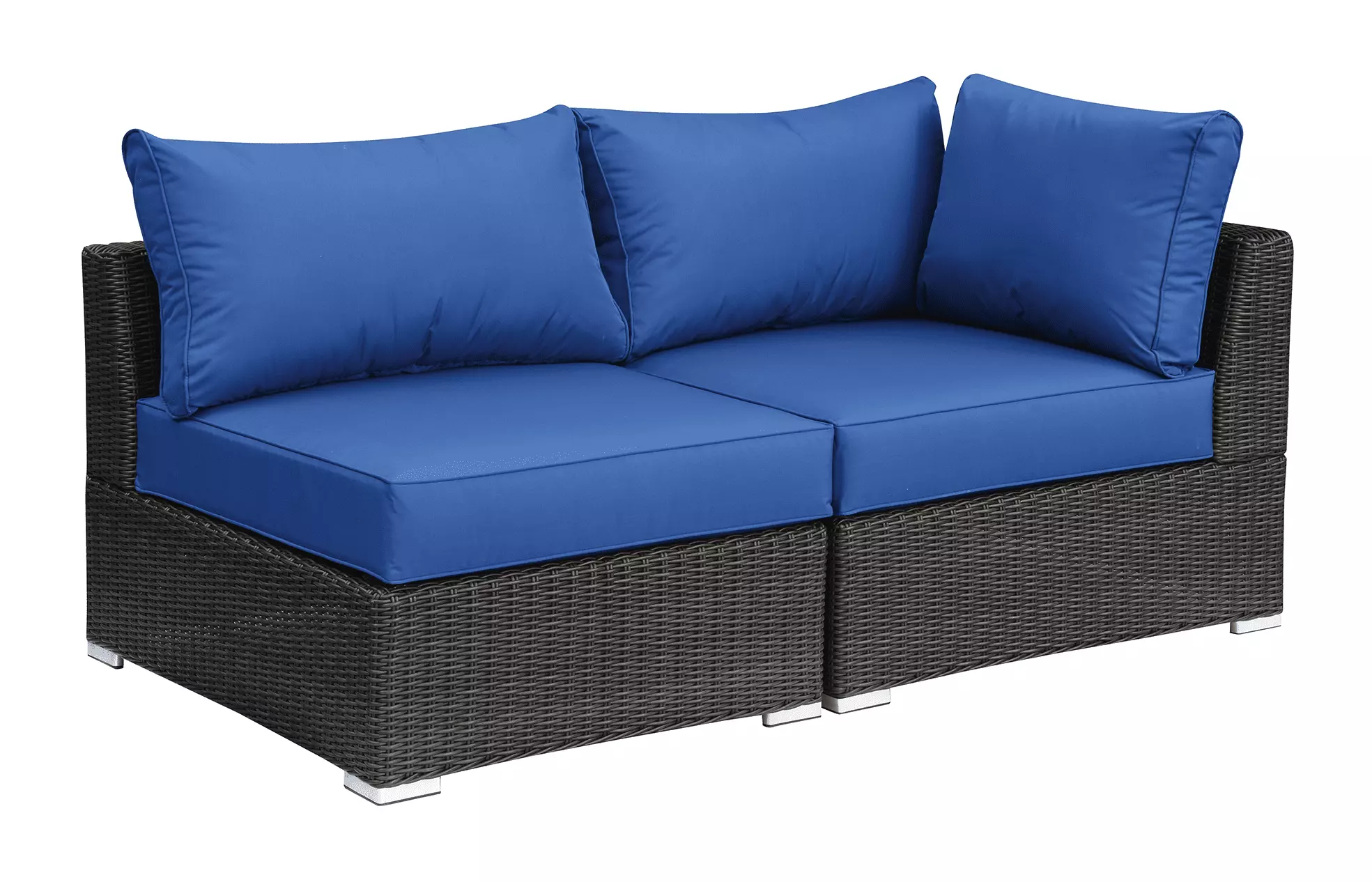 Modern Modular Sectional Sofa Set - 2 Piece Blue Fabric Living Room Couch Jamini