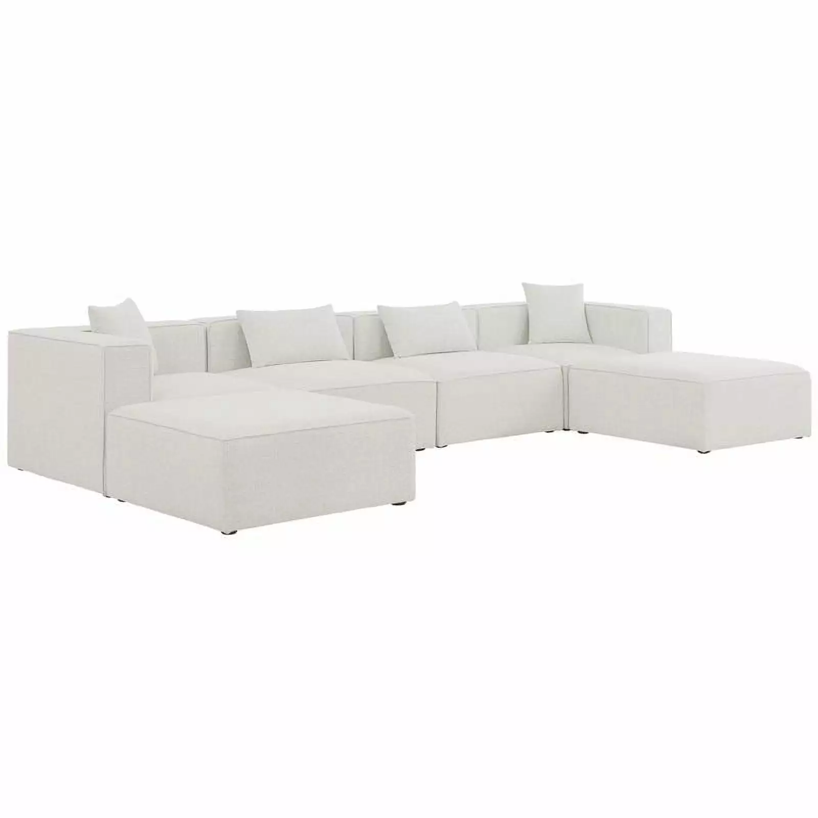 Meridian Furniture Cube Cream Durable Linen Modular Sectional Stylish Living Room Sofa